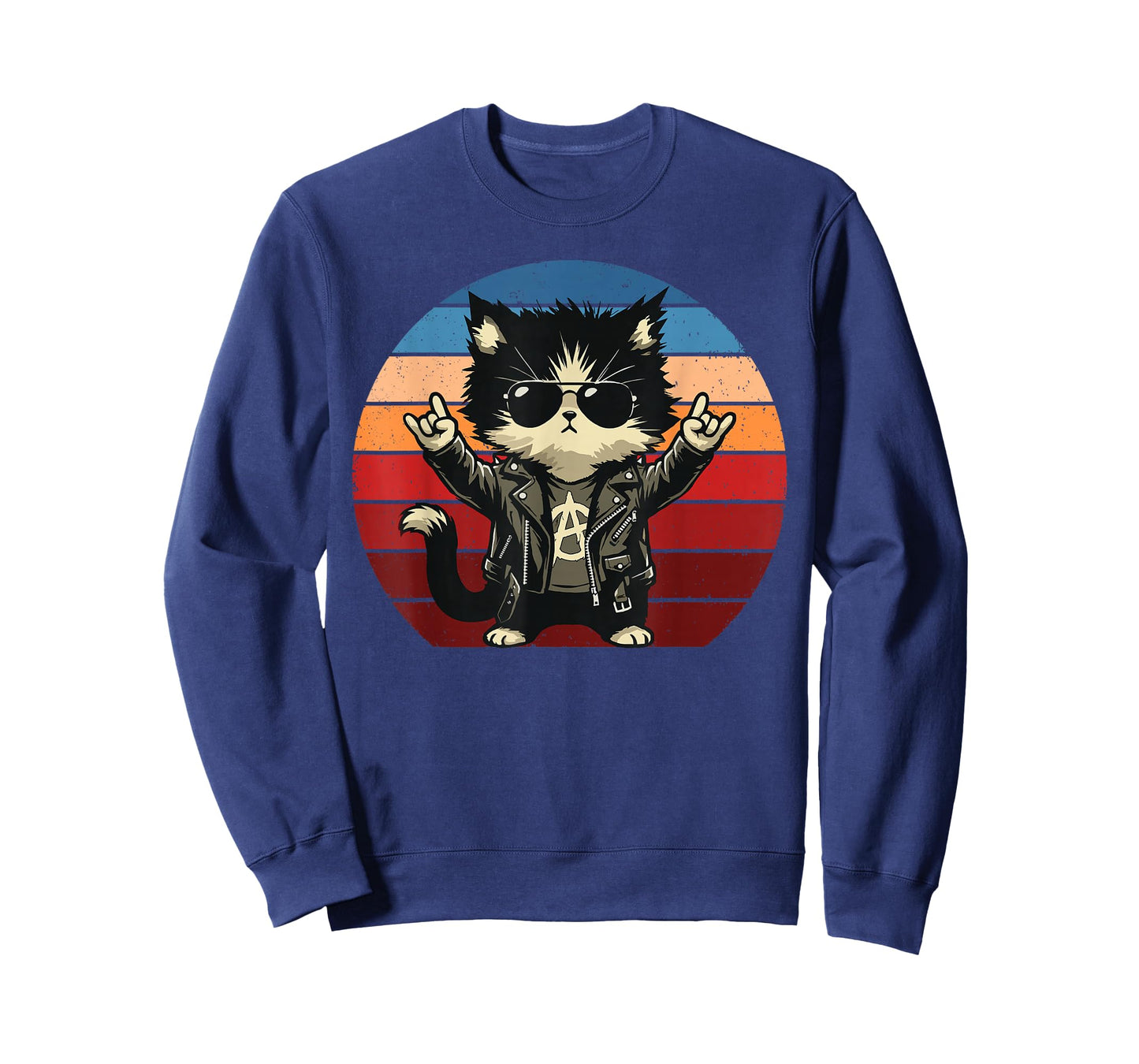 Retro Cat Rock Novelty Music Men Women Kids Funny Cat T-Shirt