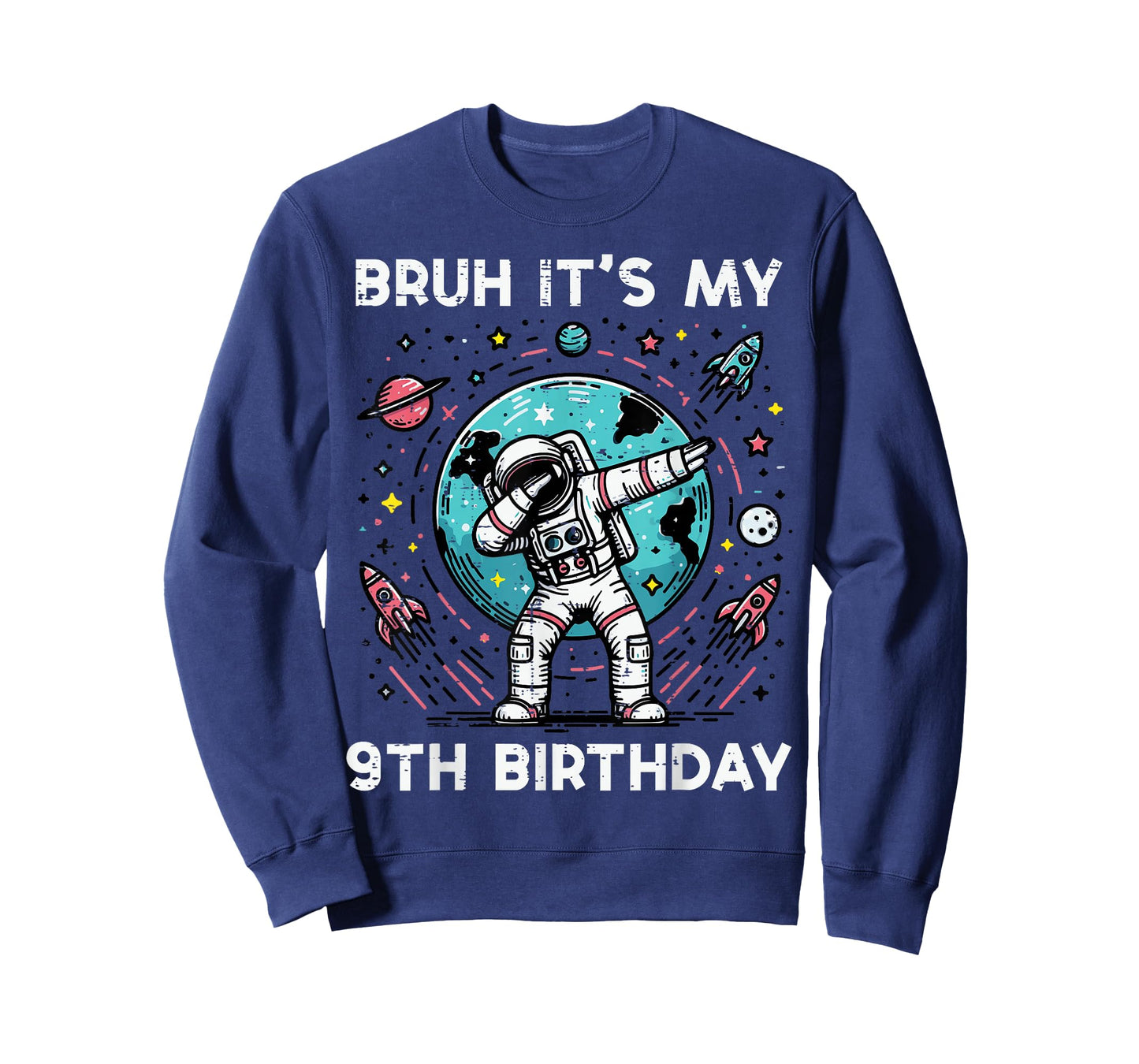 Bruh My 9th Birthday Astronaut Dab 9 Bday Boys Girls Kids T-Shirt