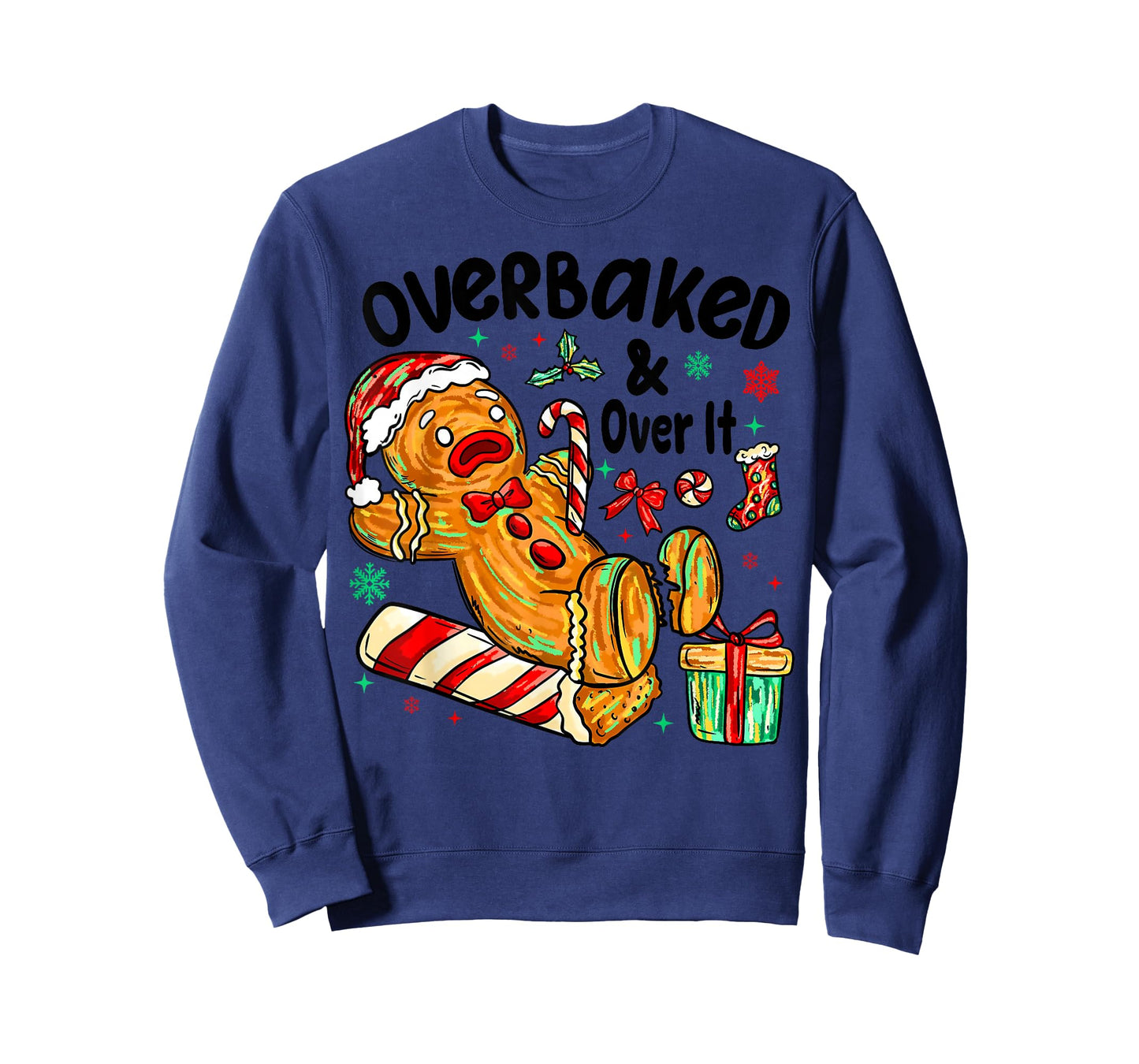 Retro Xmas Overbaked and Over It Funny Christmas Gingerbread T-Shirt