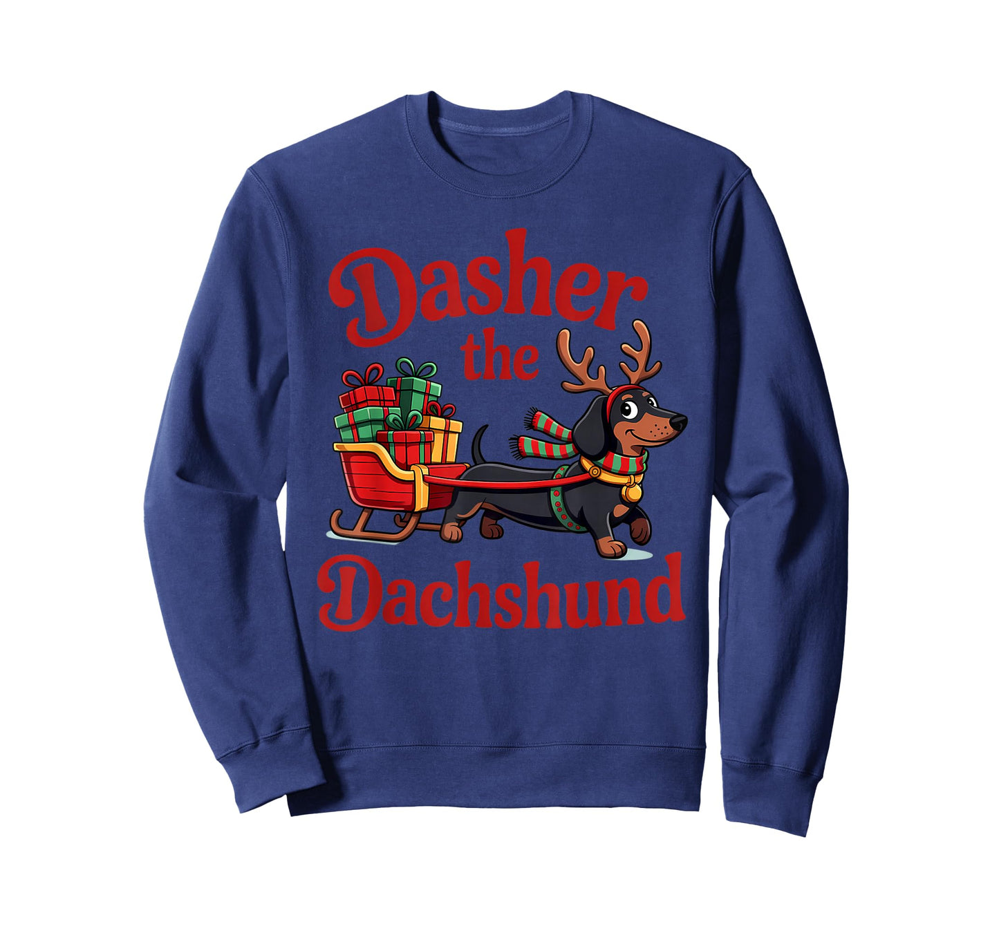 Dasher The Dachshund Christmas Reindeer Sleigh Dog Lover T-Shirt