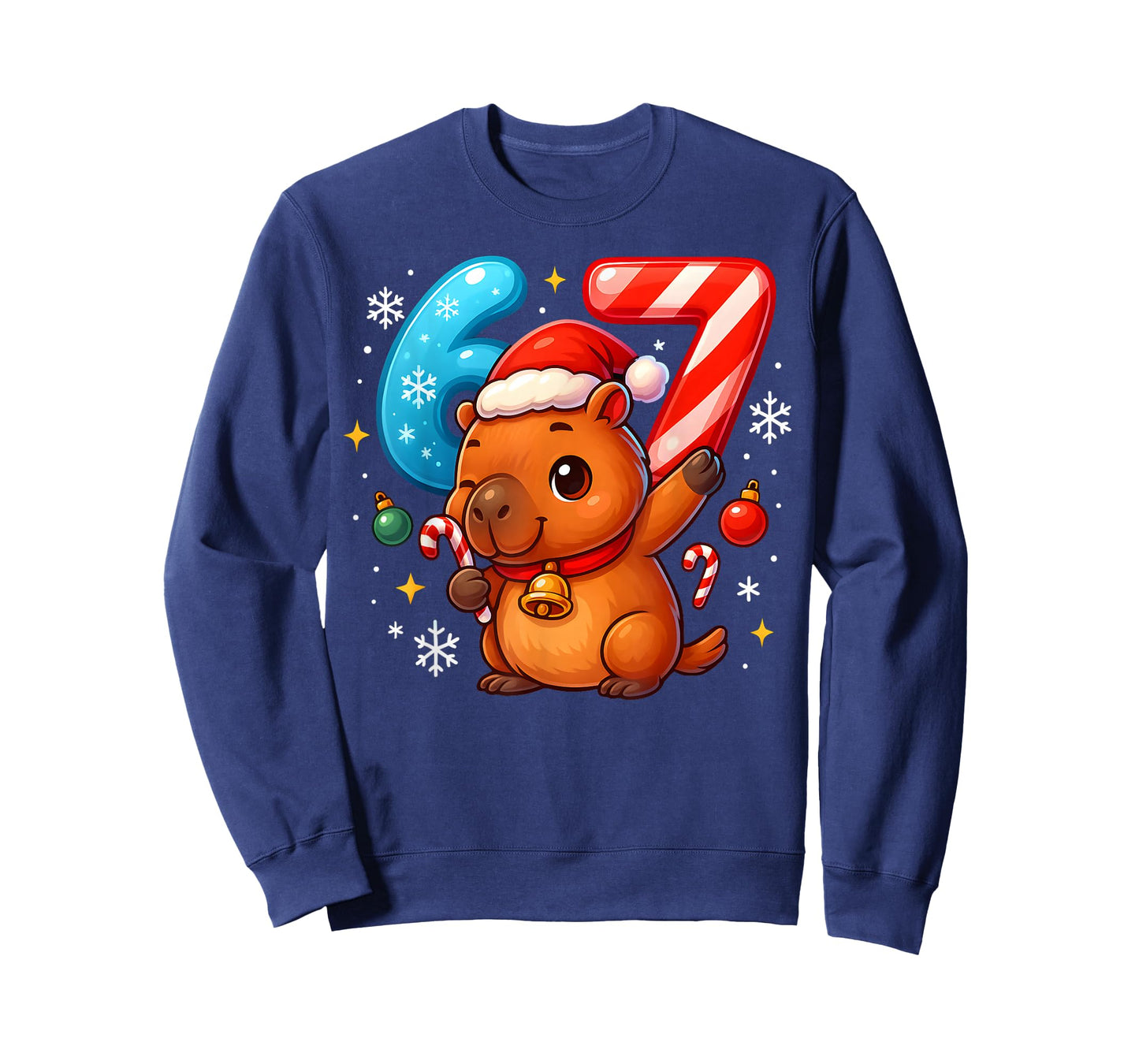 Christmas Capybara 67 Funny 6 7 Meme Girls Kids Boys Xmas T-Shirt
