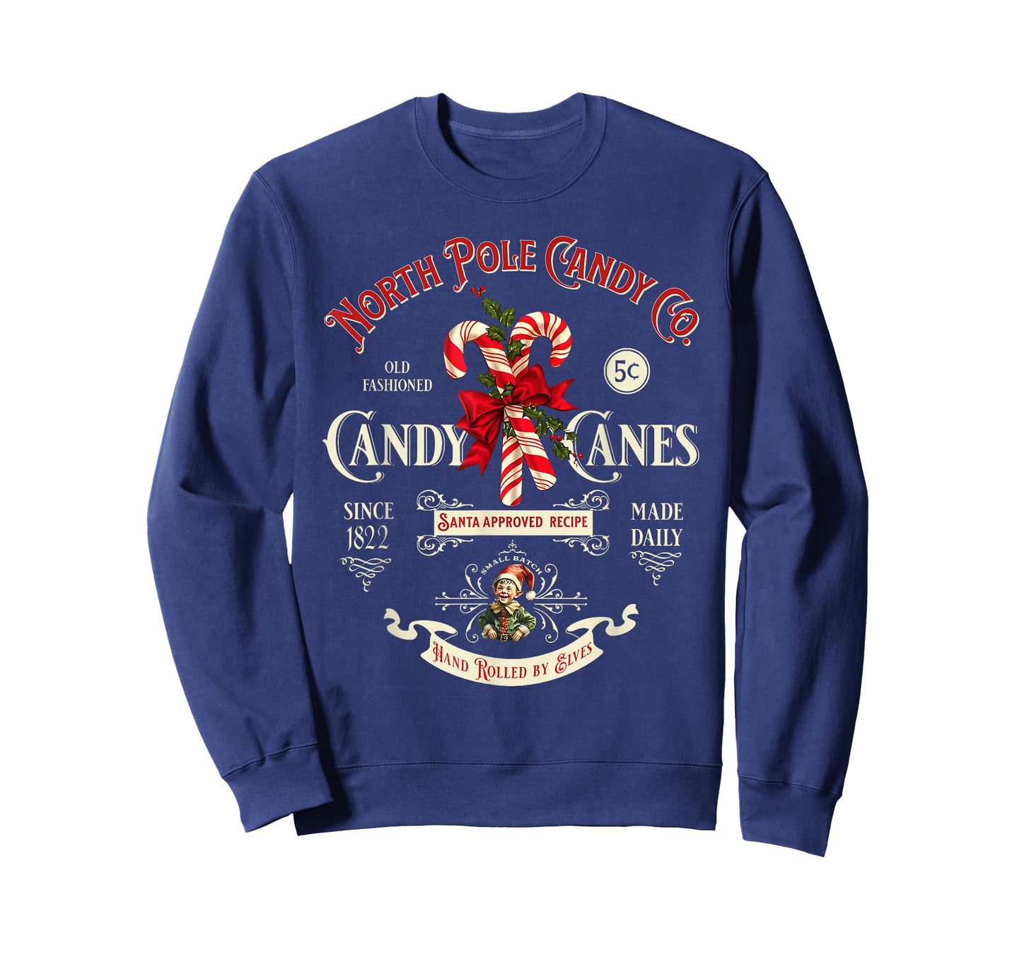 Old Fashioned North Pole Candy Cane Company Elf Christmas T-Shirt
