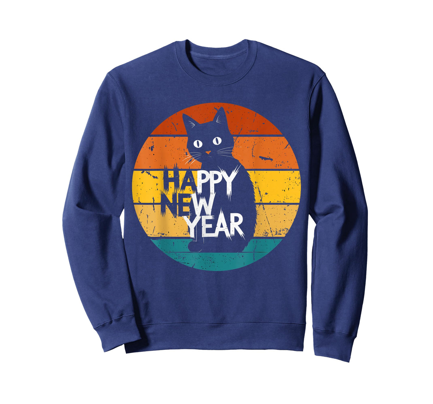 Happy New Year Cat Retro Sunset Cute Animal Shirt 2026 Party T-Shirt
