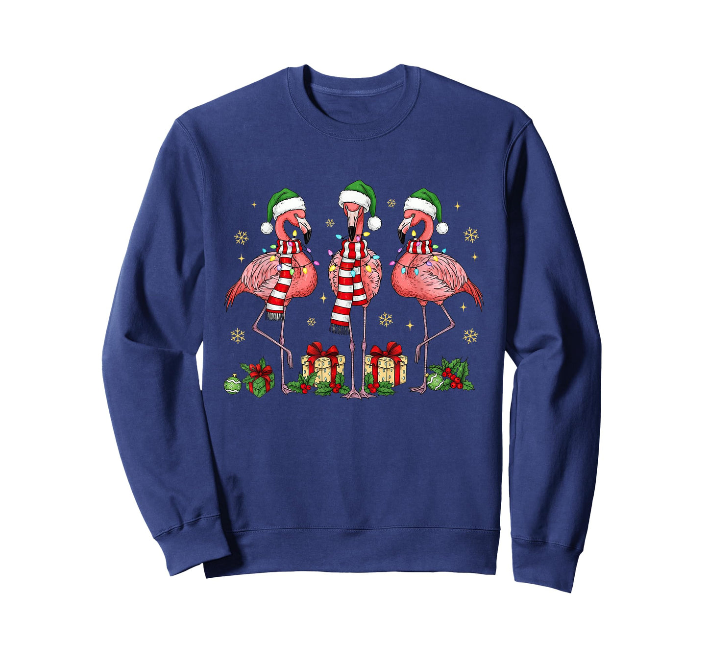 Tropical Christmas Flamingo Snow Xmas Holiday Women Girl Kid T-Shirt