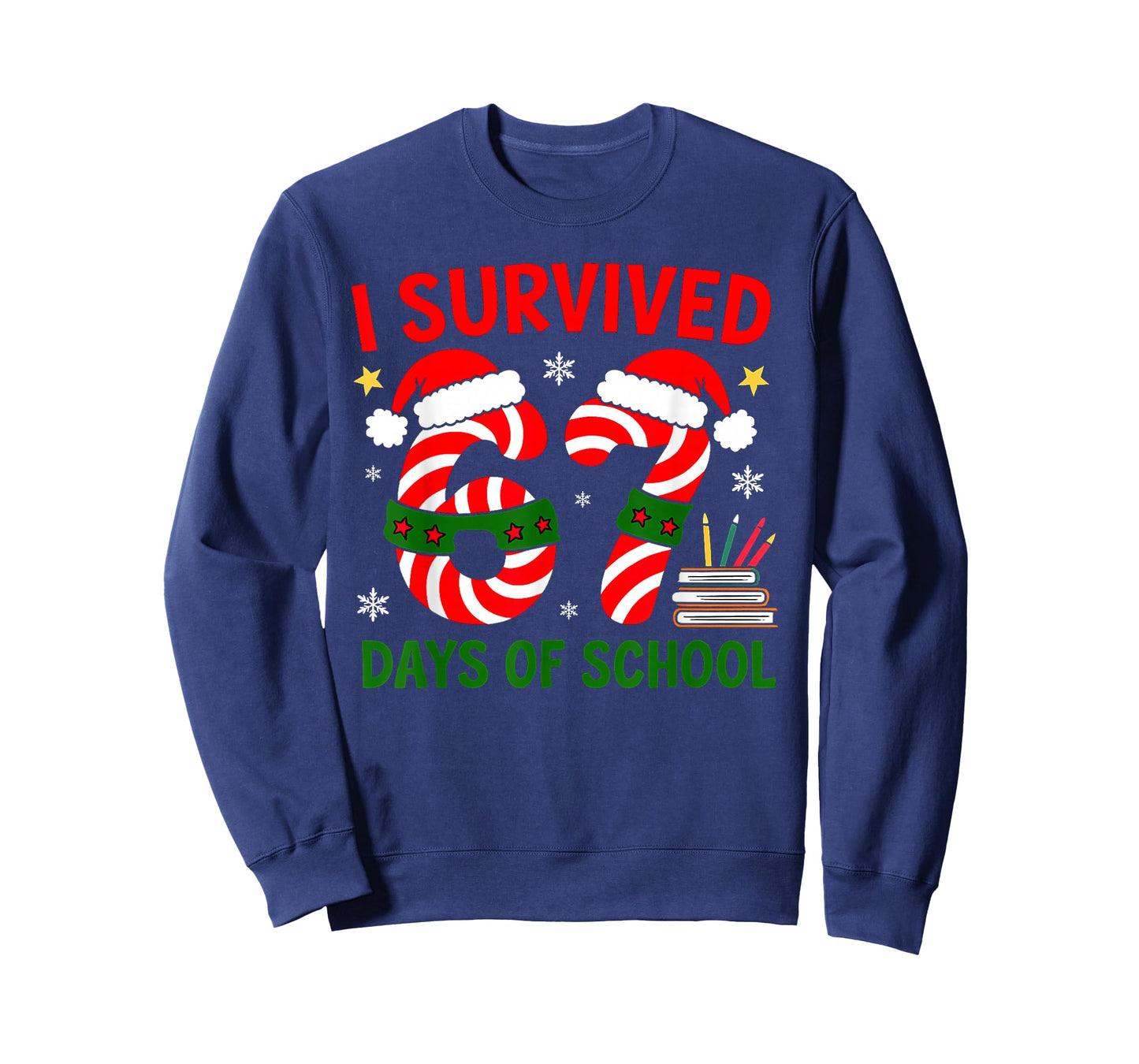 I Survived 67 Days of School Christmas Book Pencil T-Shirt