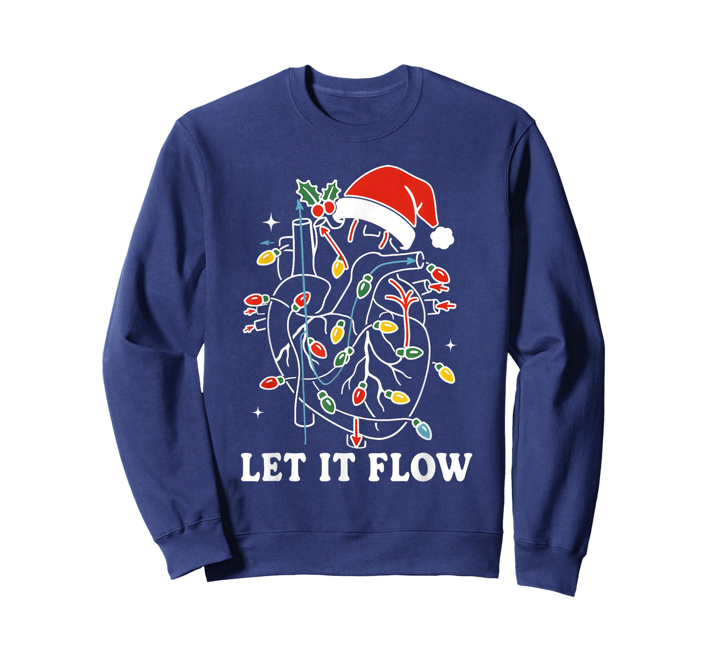 Funny Let It Flow Anatomy Heart Cardiac Nurse Santa Hat Xmas T-Shirt