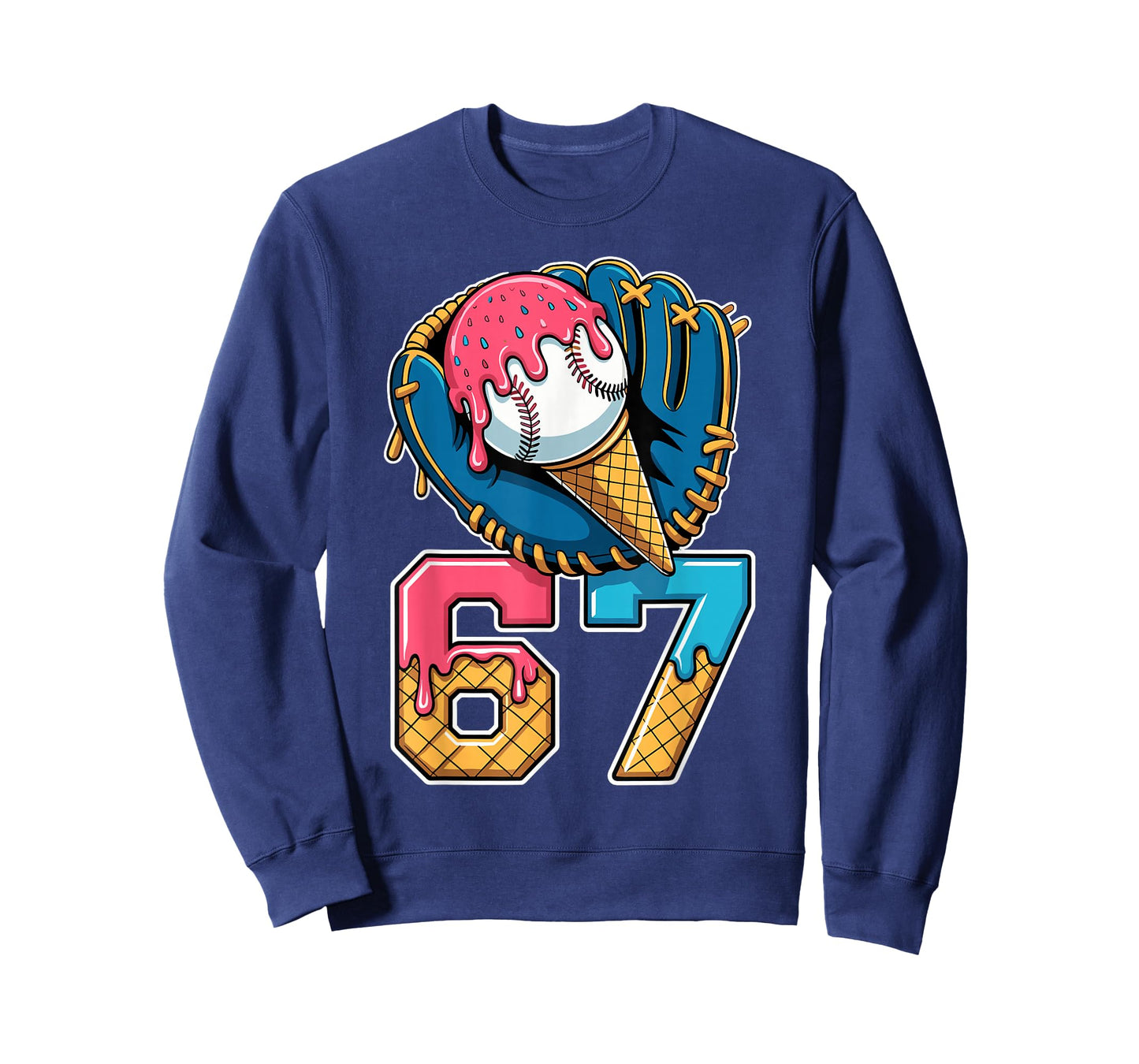 6 7 Baseball Ice Cream Drip Six Seven Gen Alpha Meme 67 T-Shirt