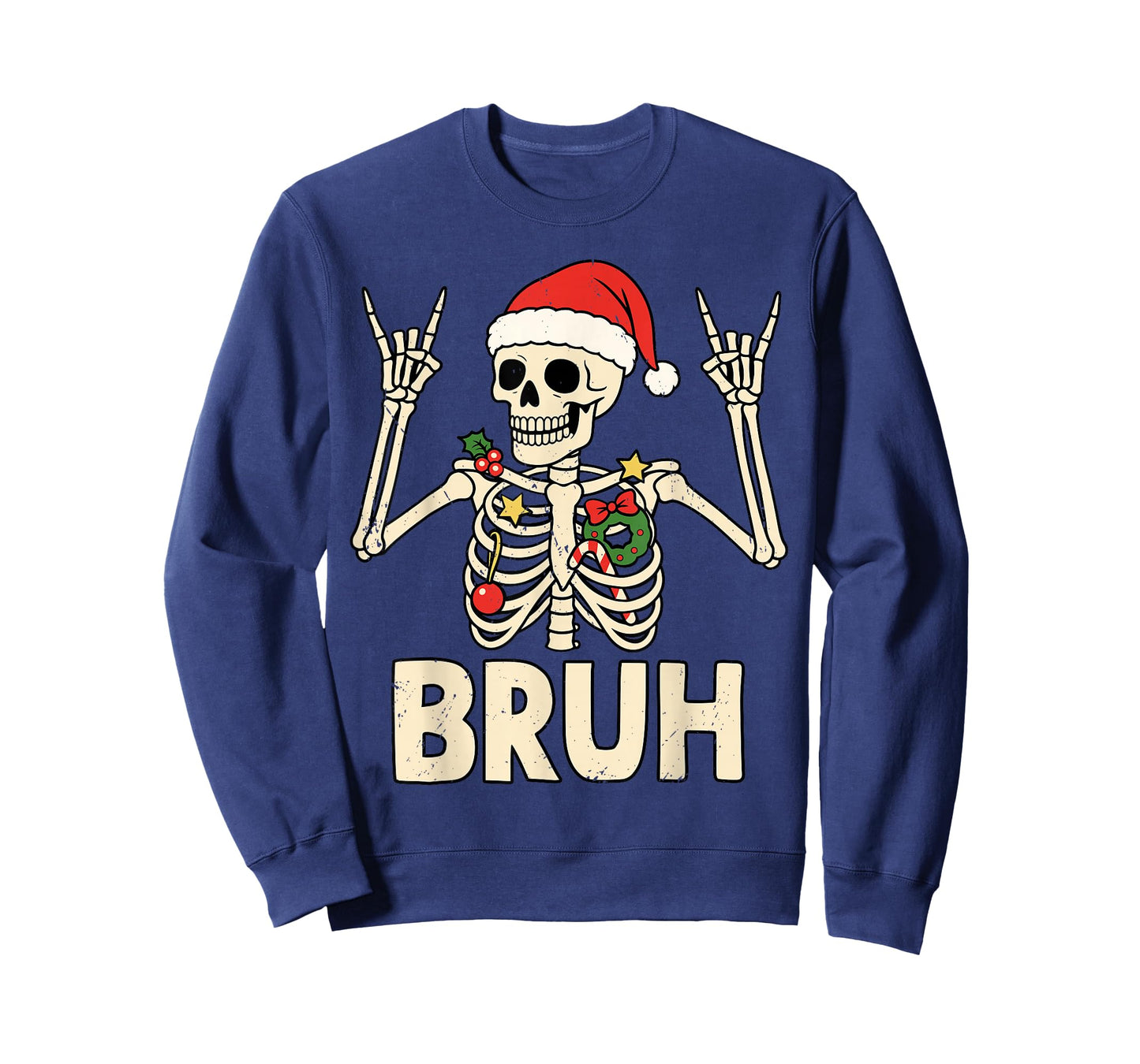 Christmas Bruh Rocker Skeleton Funny Xmas Men Women Kids T-Shirt