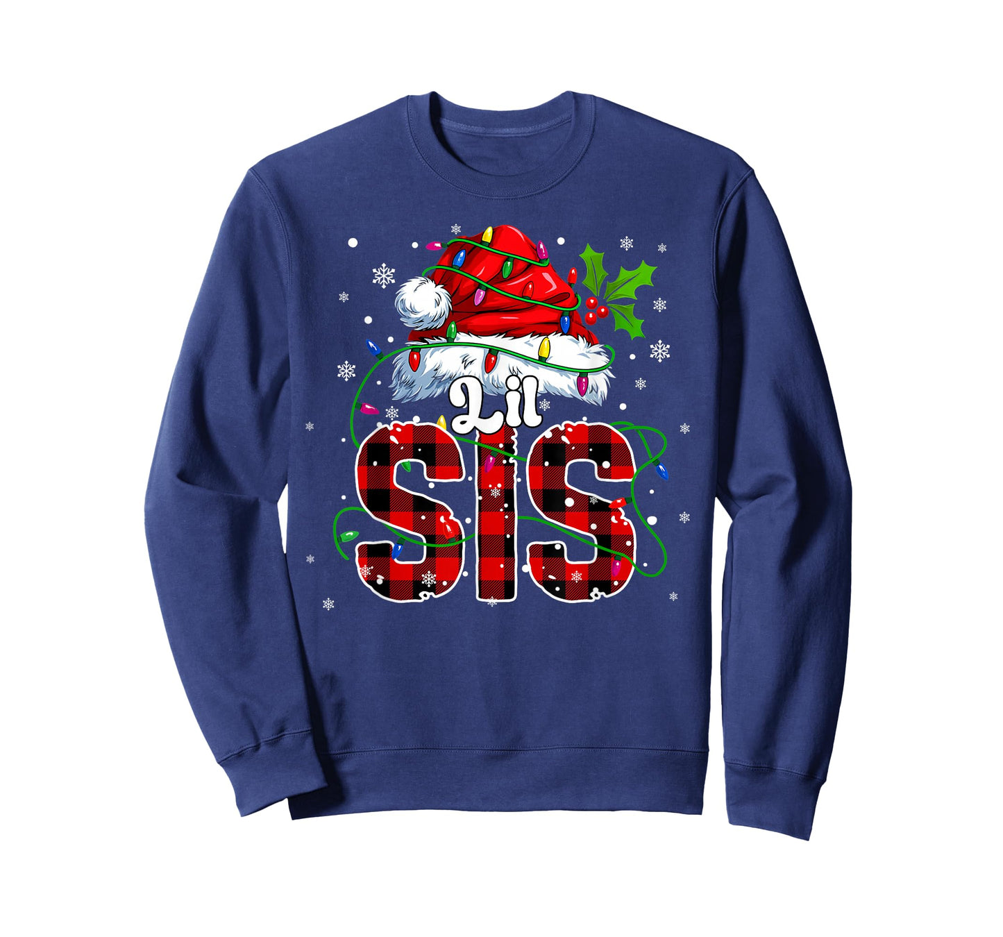 Lil Sis Santa Christmas Family Matching Pajamas Xmas Sister T-Shirt