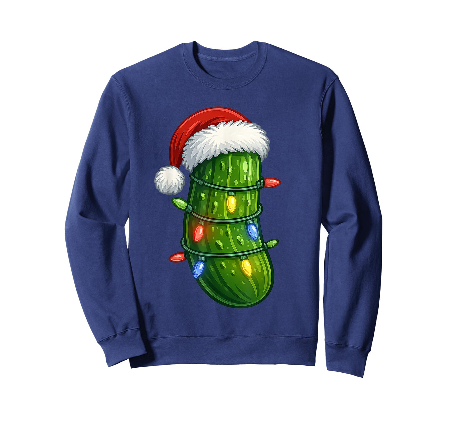 Funny Christmas Pickle Santa Hat Holiday Lights Gift Xmas T-Shirt
