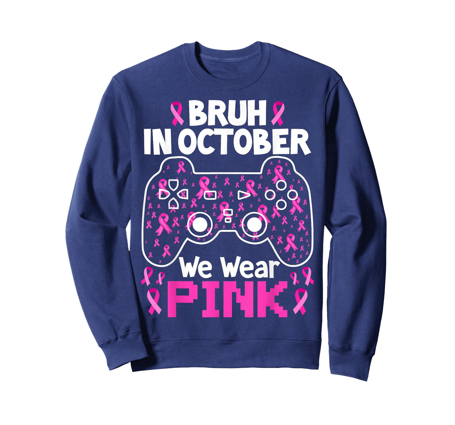 Bruh in October We Wear Pink Breast Cancer Toddler Boys Kids T-Shirt