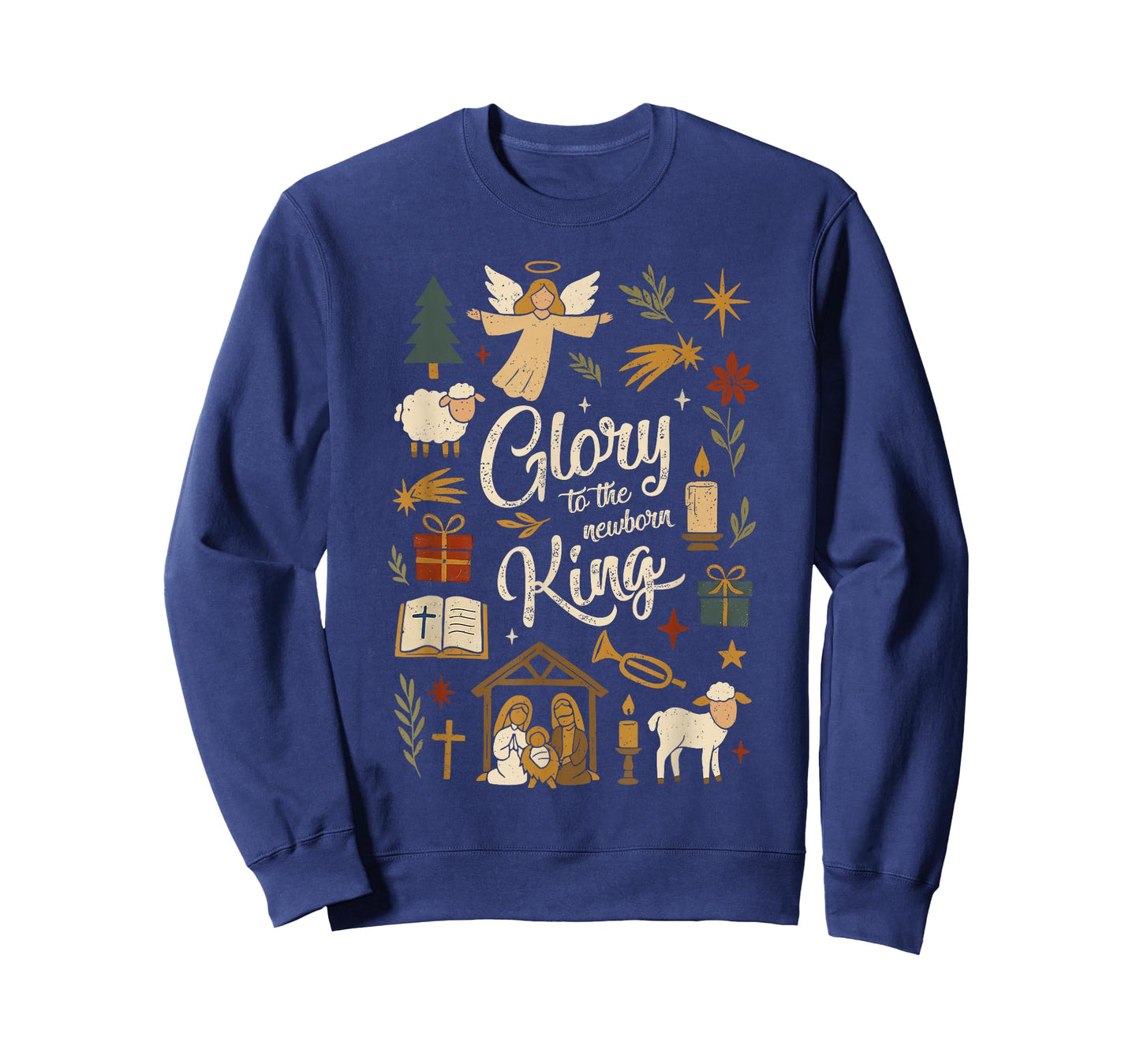 Glory to The Newborn King Christmas Nativity Scene Christian T-Shirt