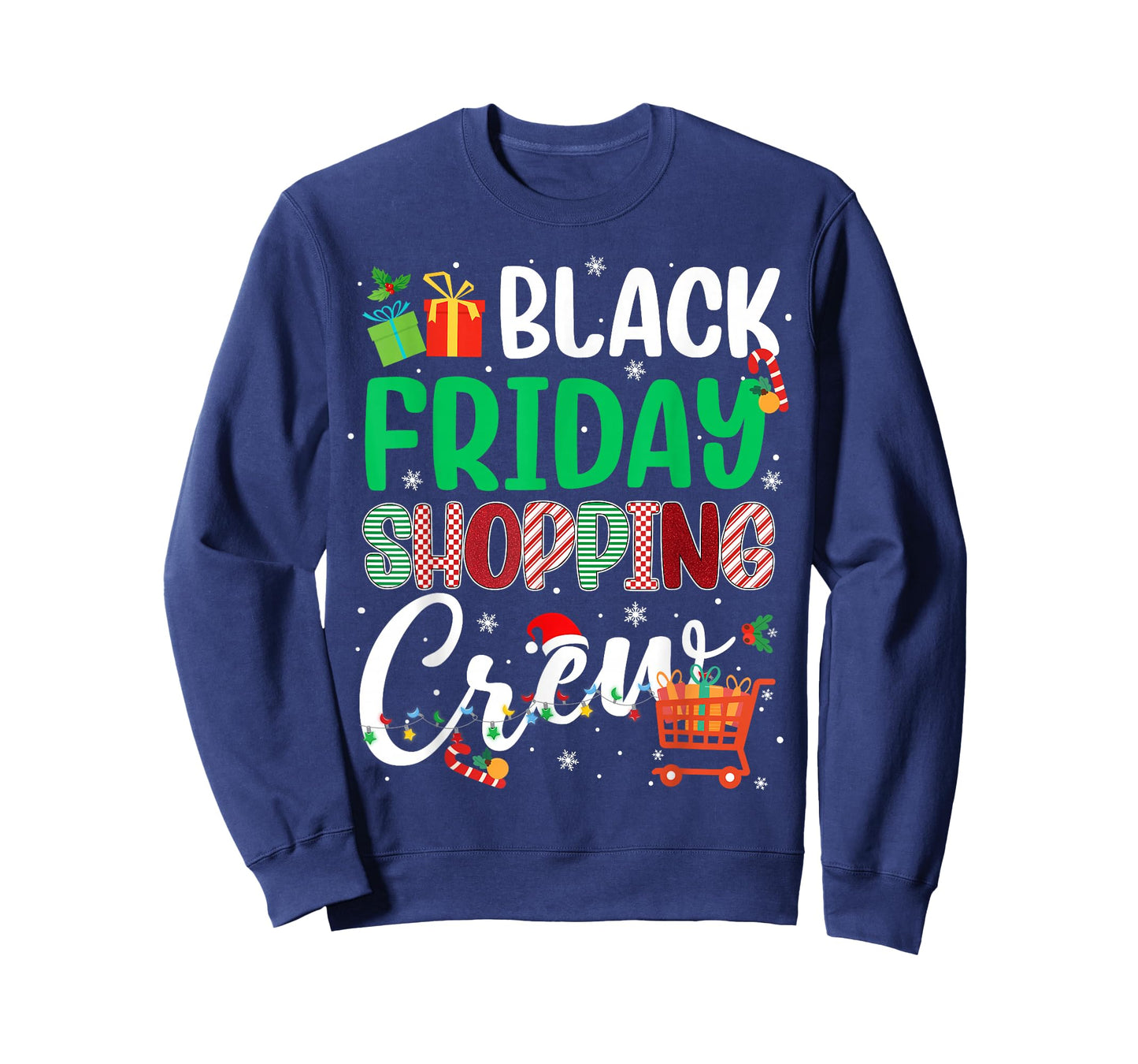 Friday Shopping Crew Christmas Lights Black Shopping Family T-Shirt