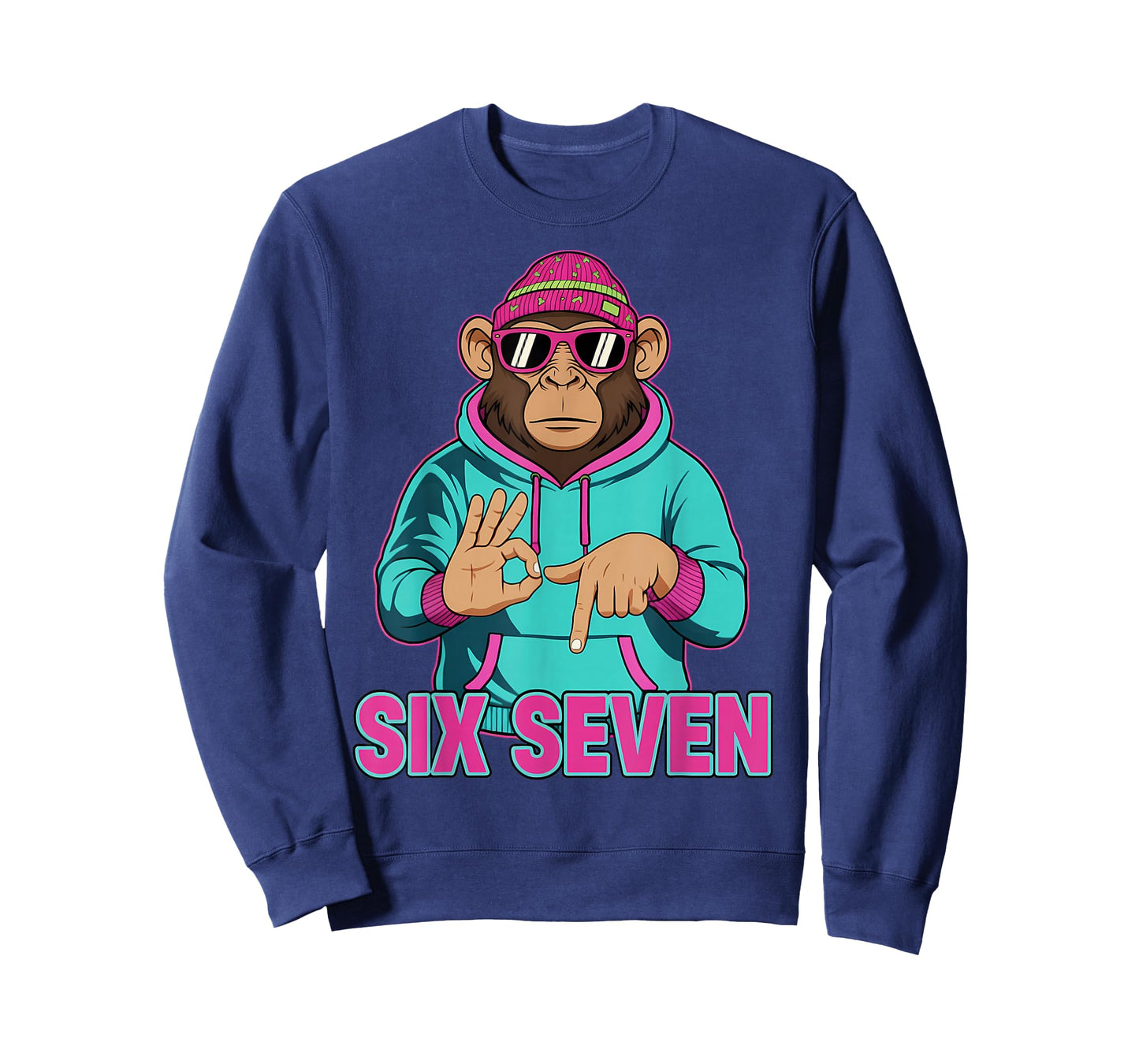 Six Seven Meme Cute Monkey 67 Funny Gen Z Apha Slang T-Shirt