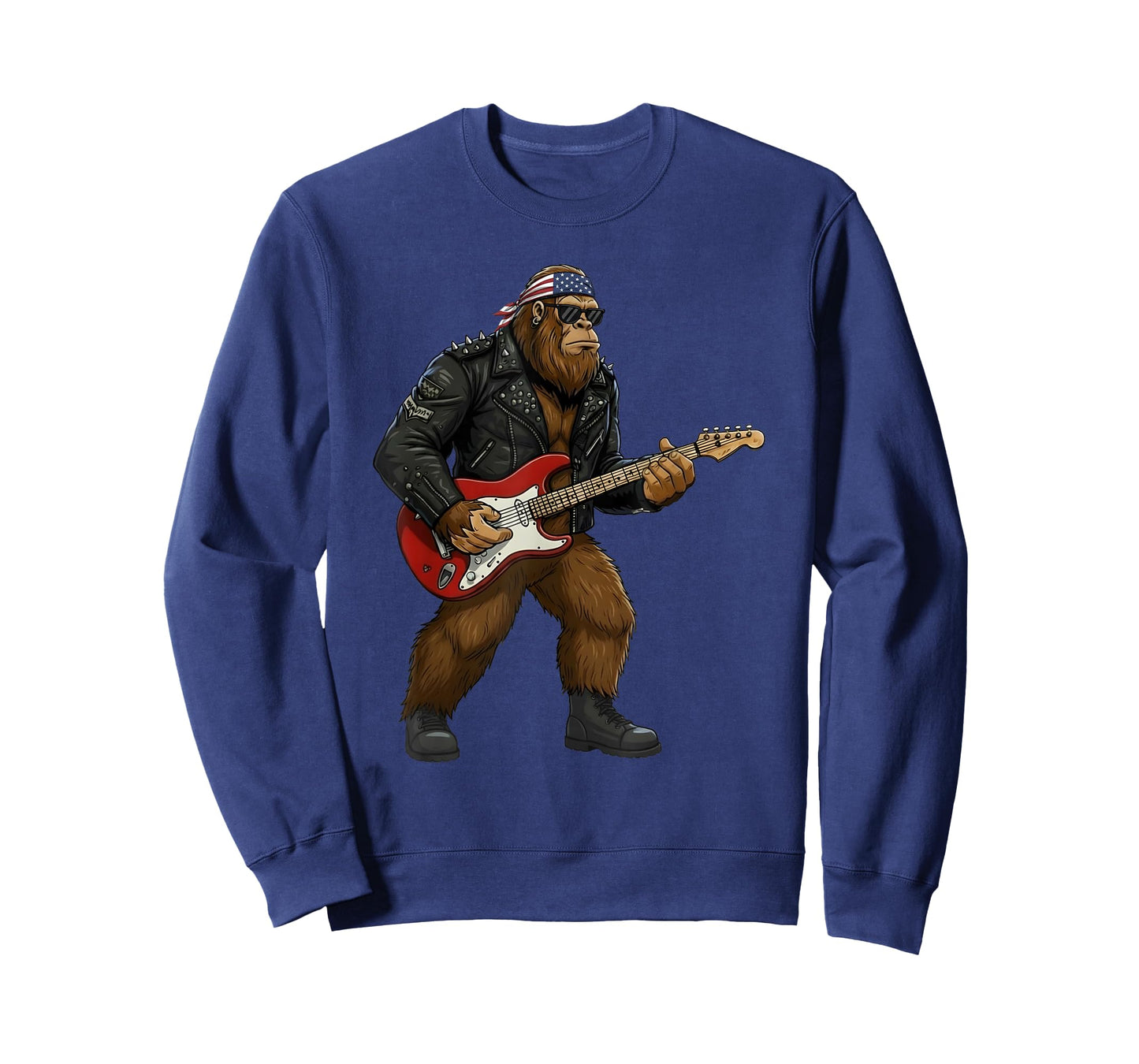 Patriotic Bigfoot Playing Guitar 4th of July American Flag T-Shirt