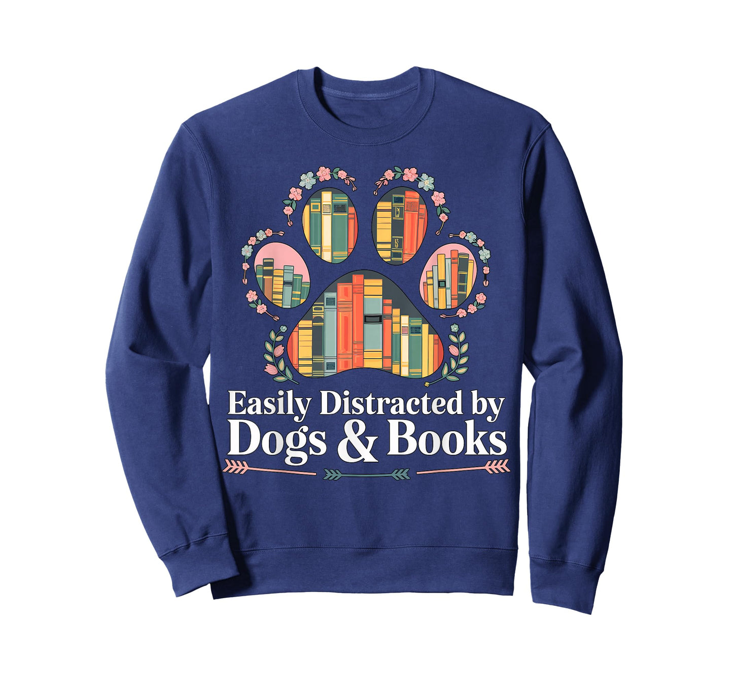 Easily Distracted by Dogs and Books Reading T-Shirt