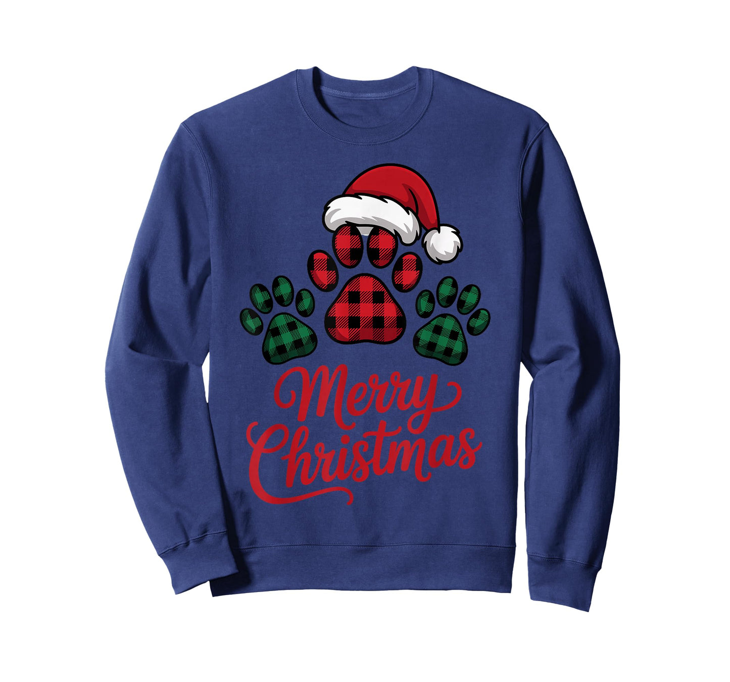 Merry Christmas Plaid Paw Pet Owners Holiday Dog Lovers Fun T-Shirt