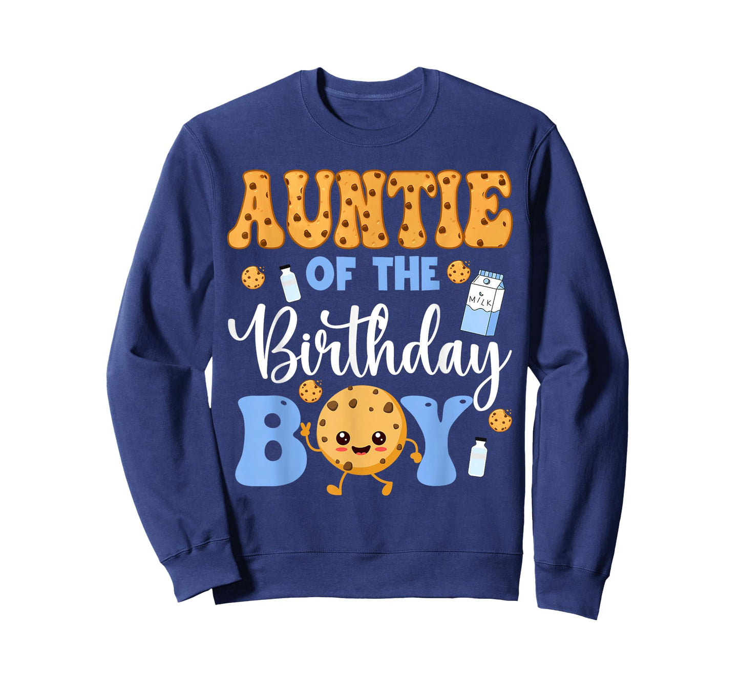 Auntie of The Birthday Boy Funny Milk and Cookies Party T-Shirt