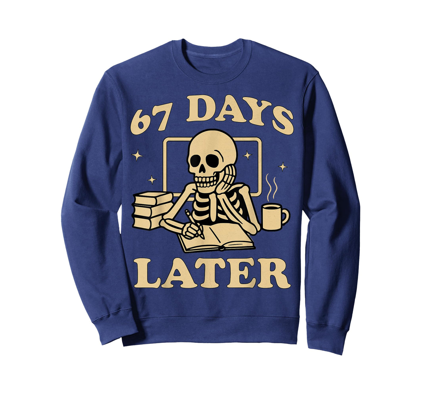 67th Day of School Teacher Skeleton Funny 6 7 Meme Six Seven T-Shirt