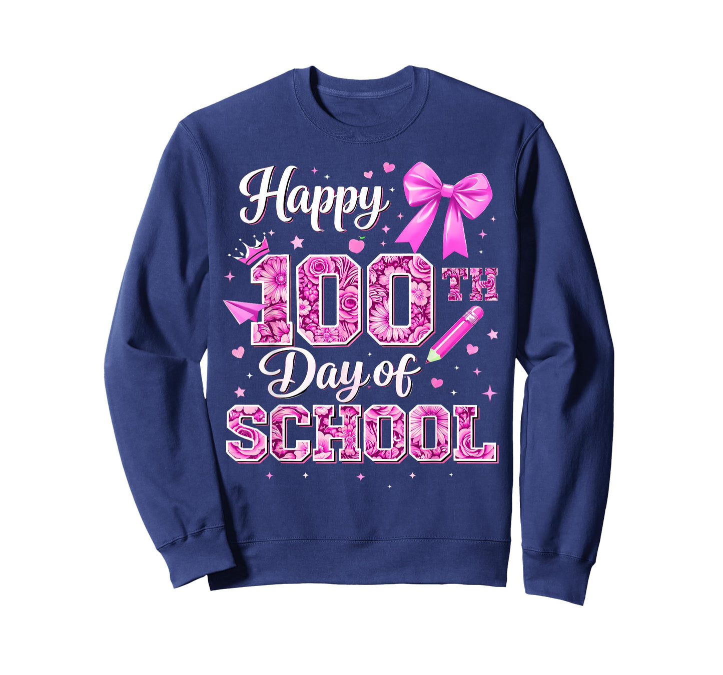 100 Days of School Happy 100th Day Coquette Bow Flower T-Shirt
