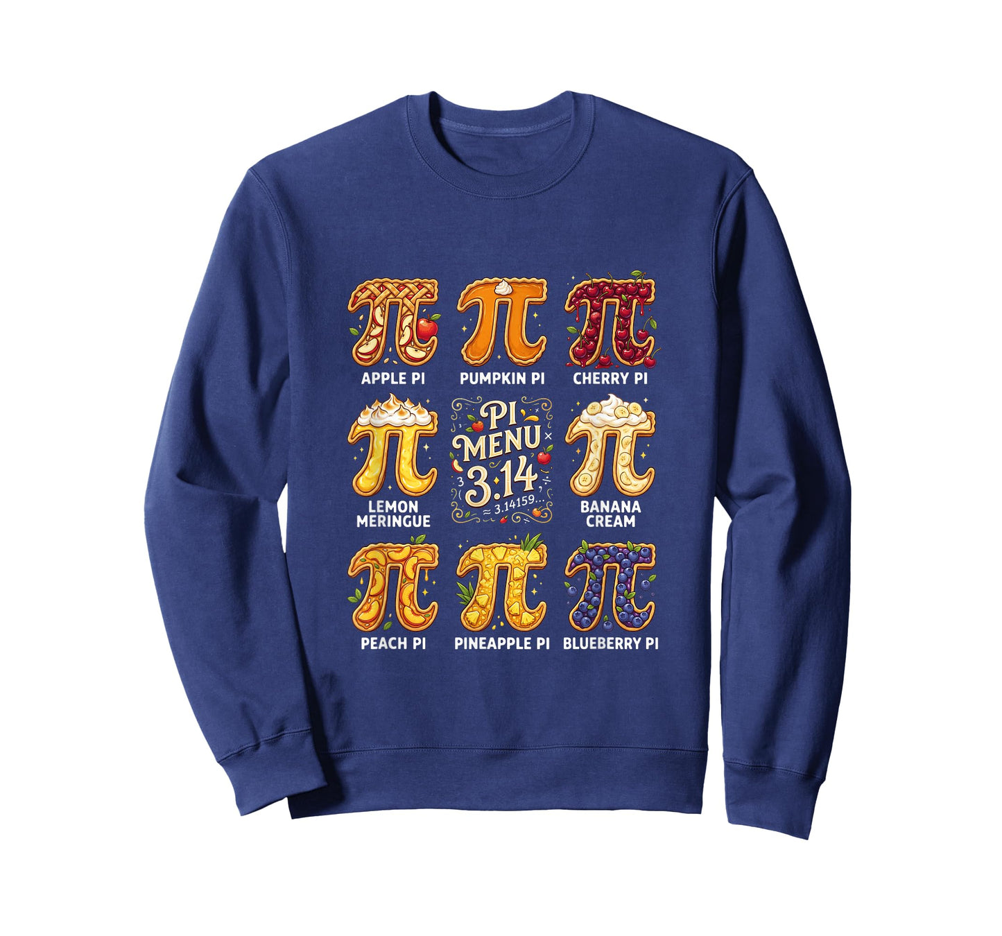 Pi Day 3.14 Pi Menu Funny Fruit Pie Menu Teachers Math Lover T-Shirt