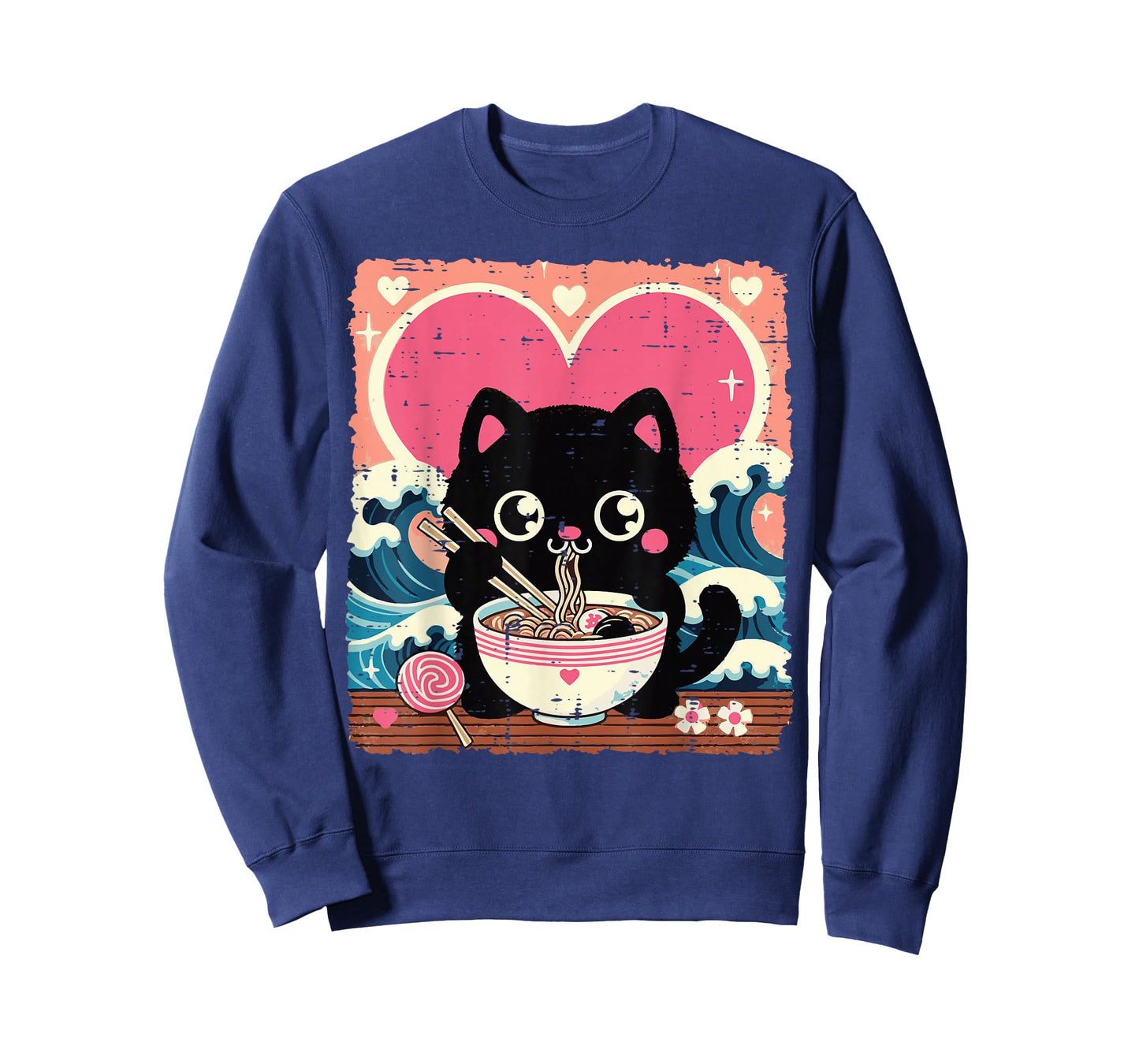 Valentines Day Cat Ramen Kawaii Japanese Girls Kids Women T-Shirt
