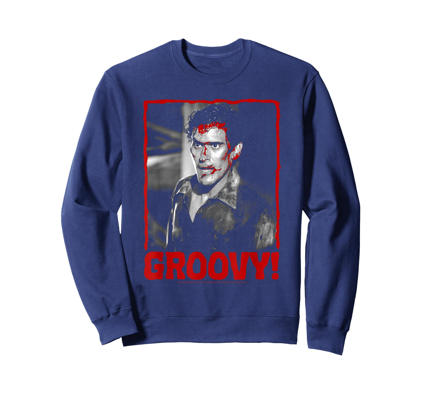 Evil Dead 2 Ash Bloody Groovy Photo Retro Horror Movie T-Shirt