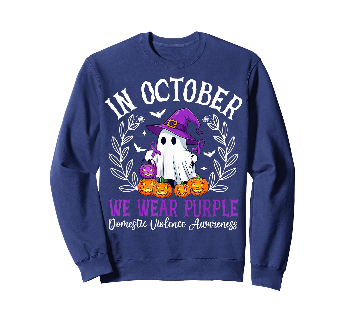 in October We Wear Purple Domestic Violence Halloween T-Shirt