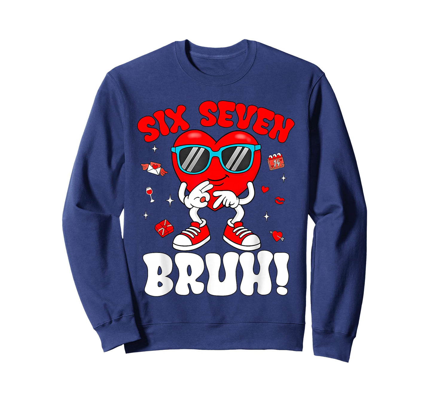 Funny 6 7 Meme 67 Six Seven Bruh Valentine Heart Men Boy Kid T-Shirt