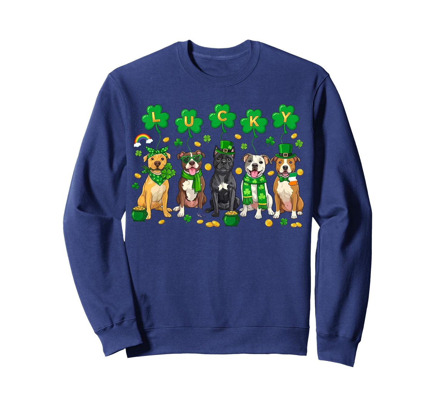 Funny Pitbull Dog St Patrick's Day Lucky Irish Dog Mom Dad T-Shirt