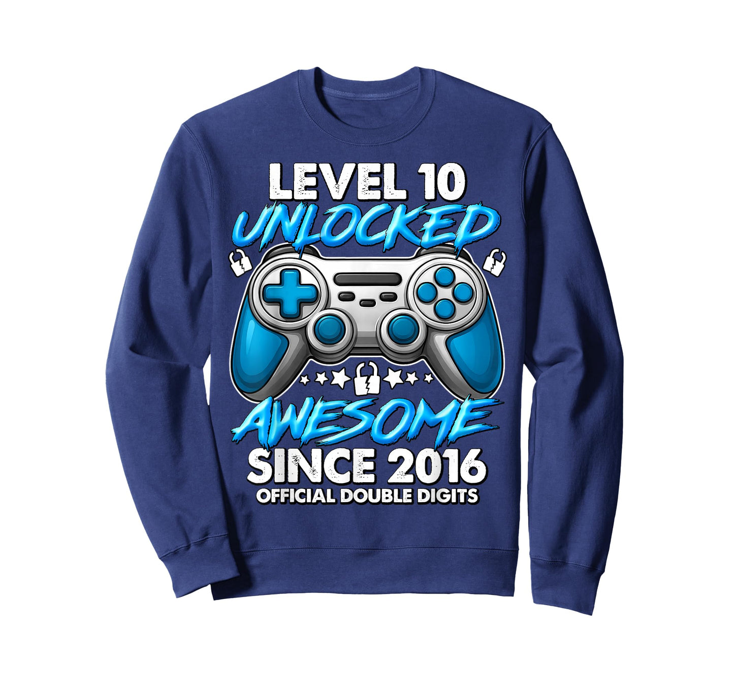 Official Double Digits Level 10 Unlocked 10th Birthday Boy T-Shirt