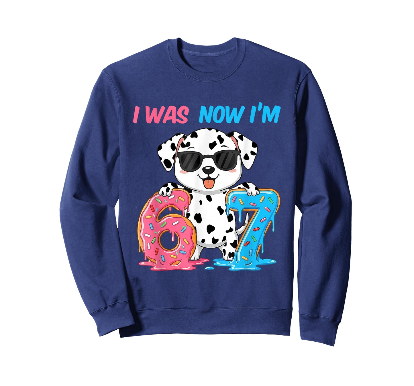 I was Six Now I'm Seven Dalmatian Dog 67 Meme 7th Birthday T-Shirt