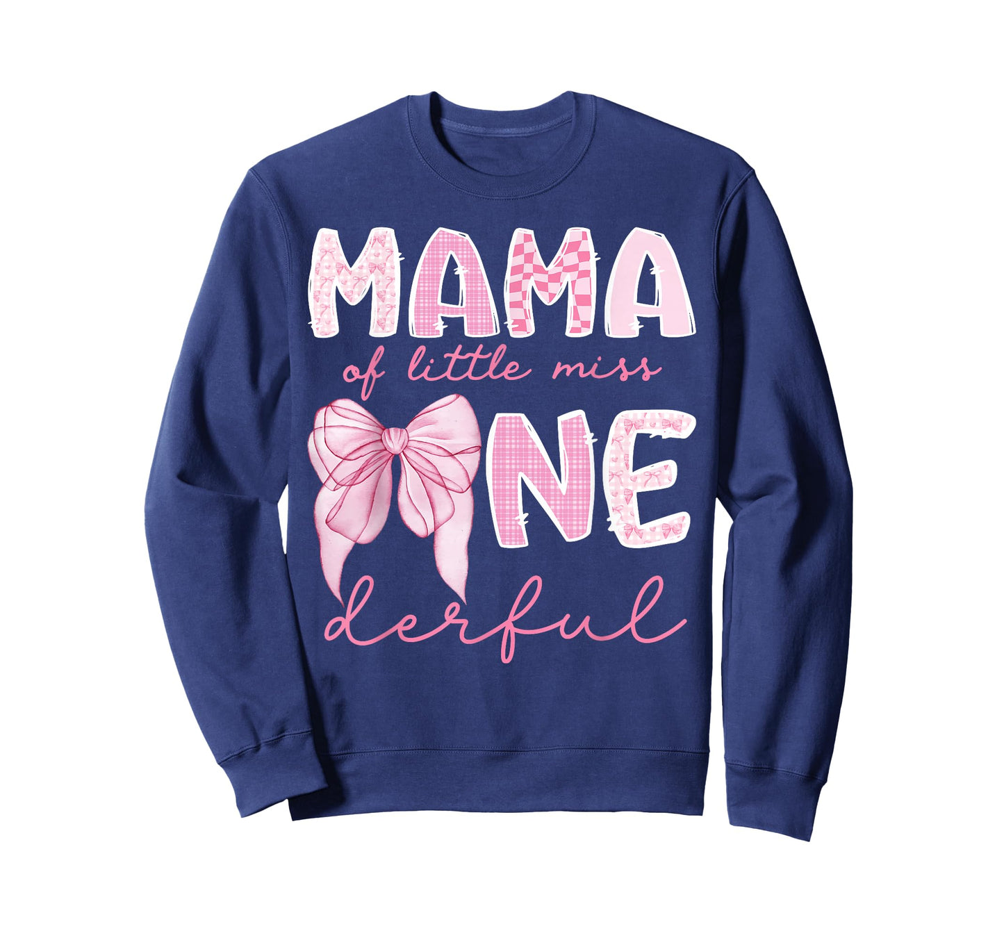 Mama of Little Miss Onederful First Birthday Girl Bow T-Shirt