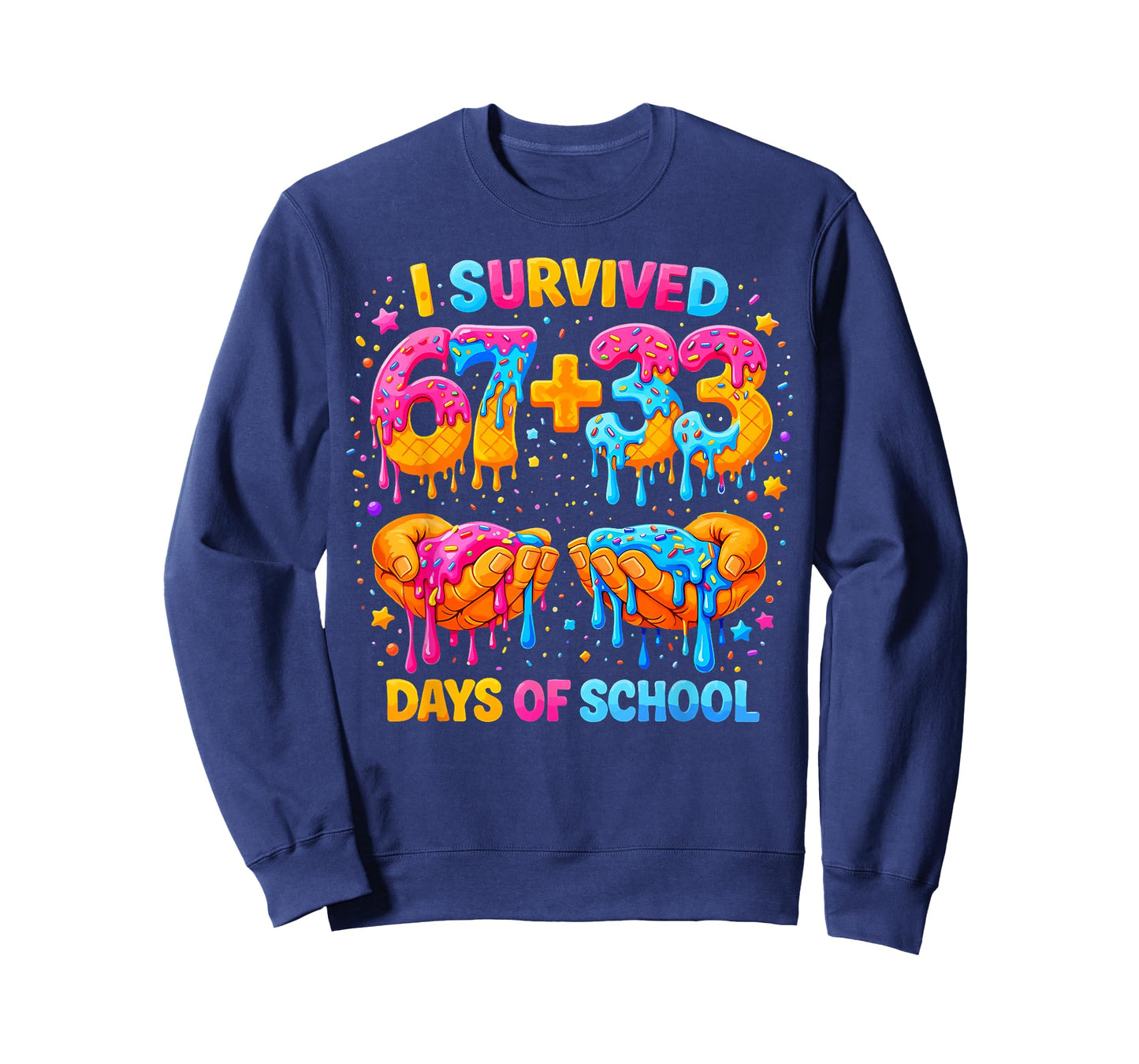 I Survived 67+33 Days of School Teacher Boys Girls 100 Days T-Shirt