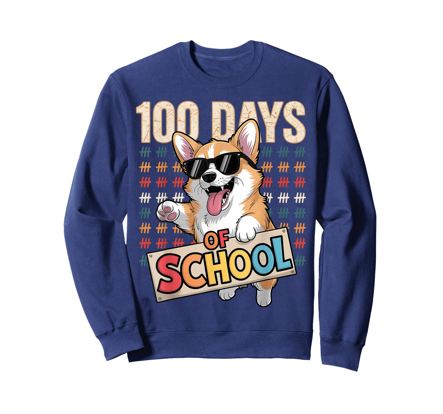 Funny 100 Days of School Corgi Dog Kids Boys Girls T-Shirt