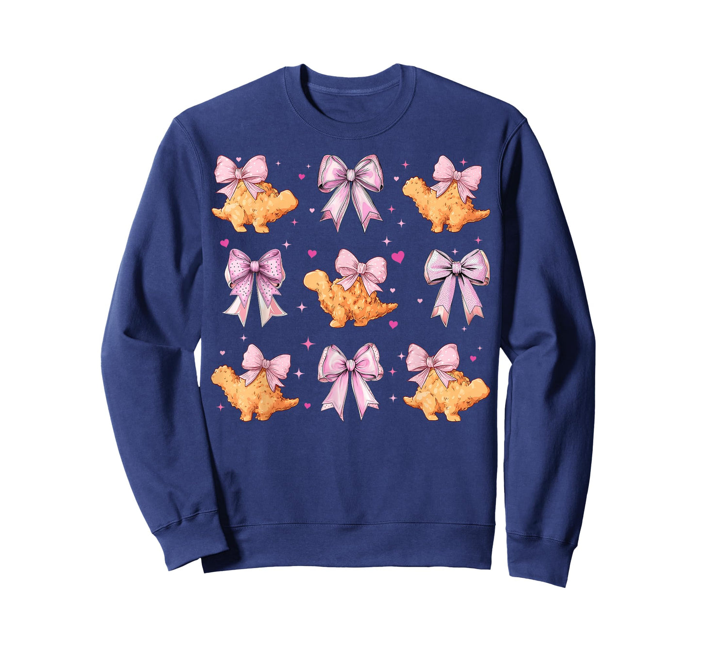 Dino Chicken Nugget Dinosaur Nug Girl Pink Coquette Bow T-Shirt