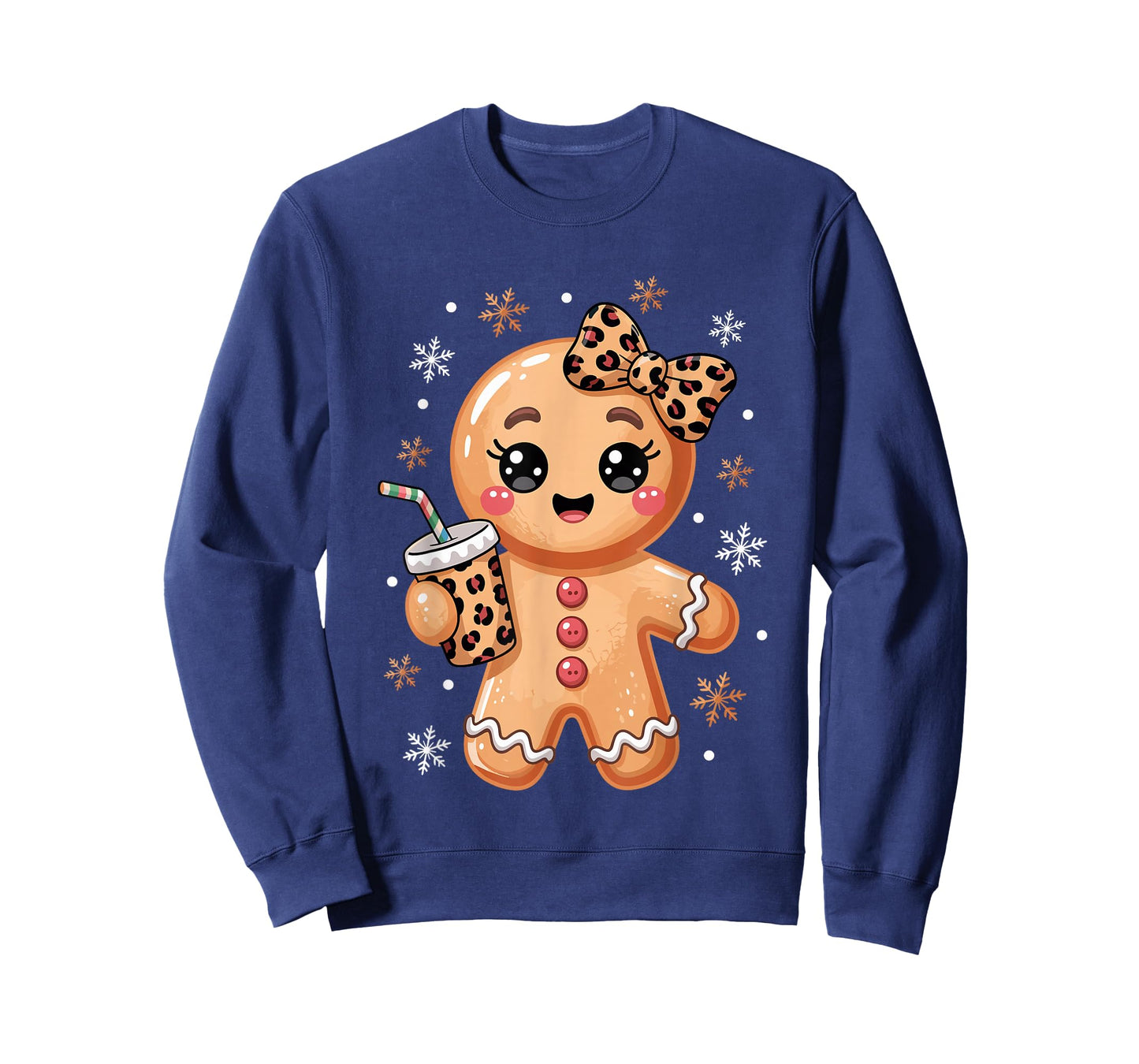 Cute Gingerbread Leopard Coquette Bow Christmas Gingerbread T-Shirt