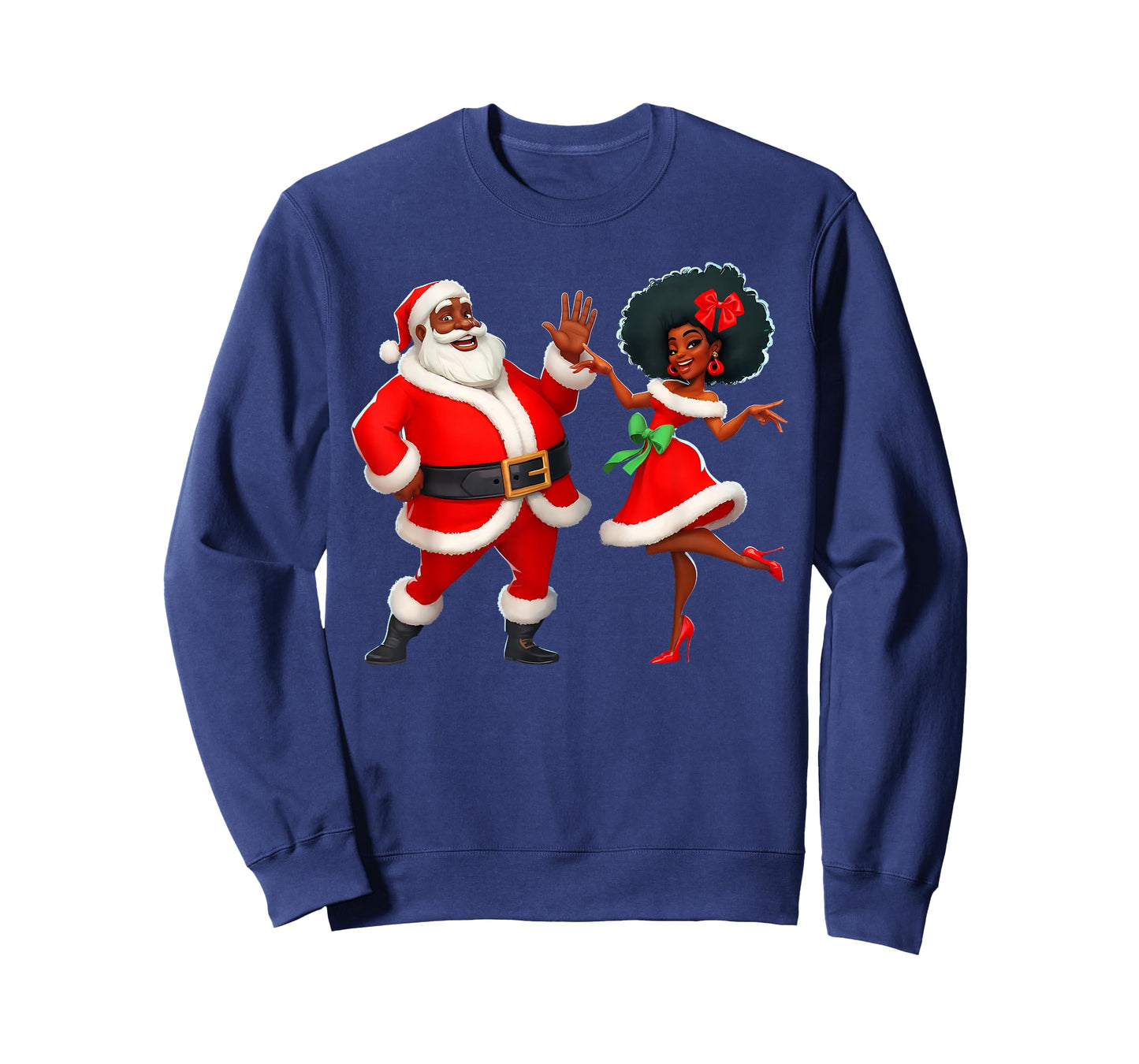 Christmas Mr Santa Mrs Claus Dancing African American Xmas T-Shirt