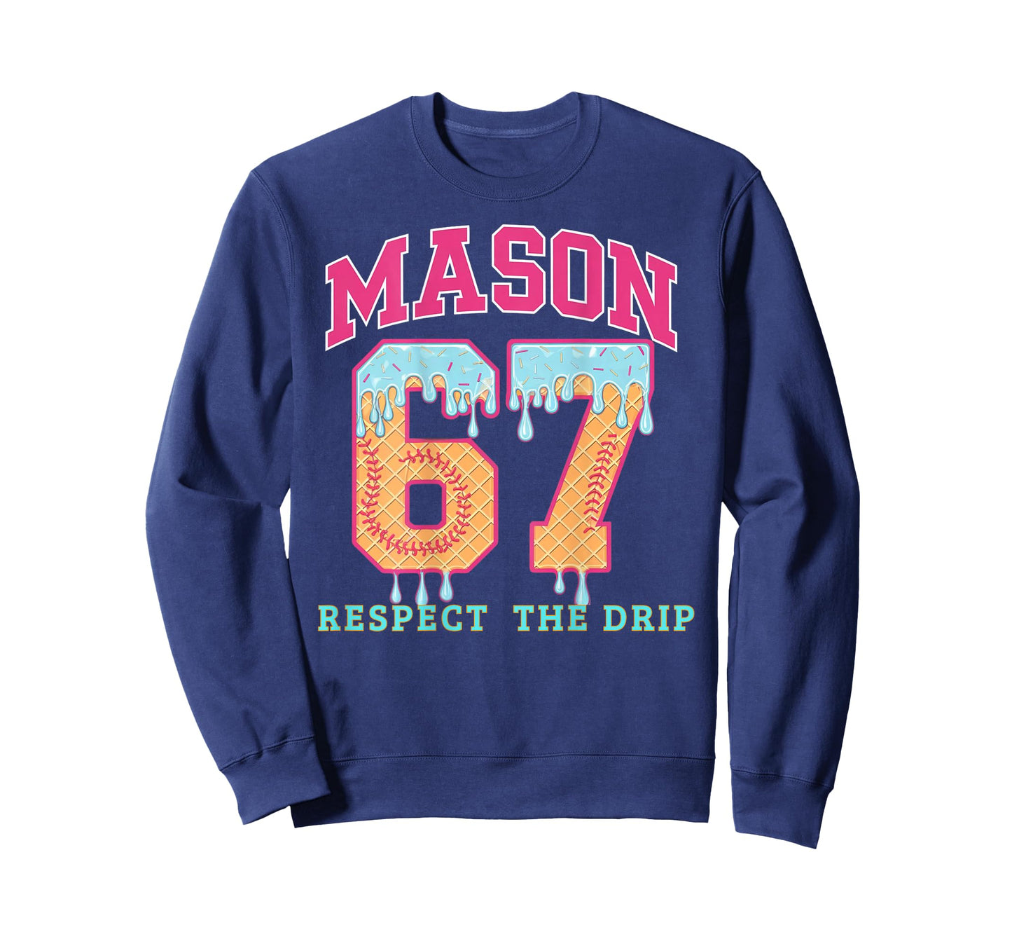 Six Seven Ice Cream 67 Funny Gen Alpha Mason Meme (On Back) T-Shirt