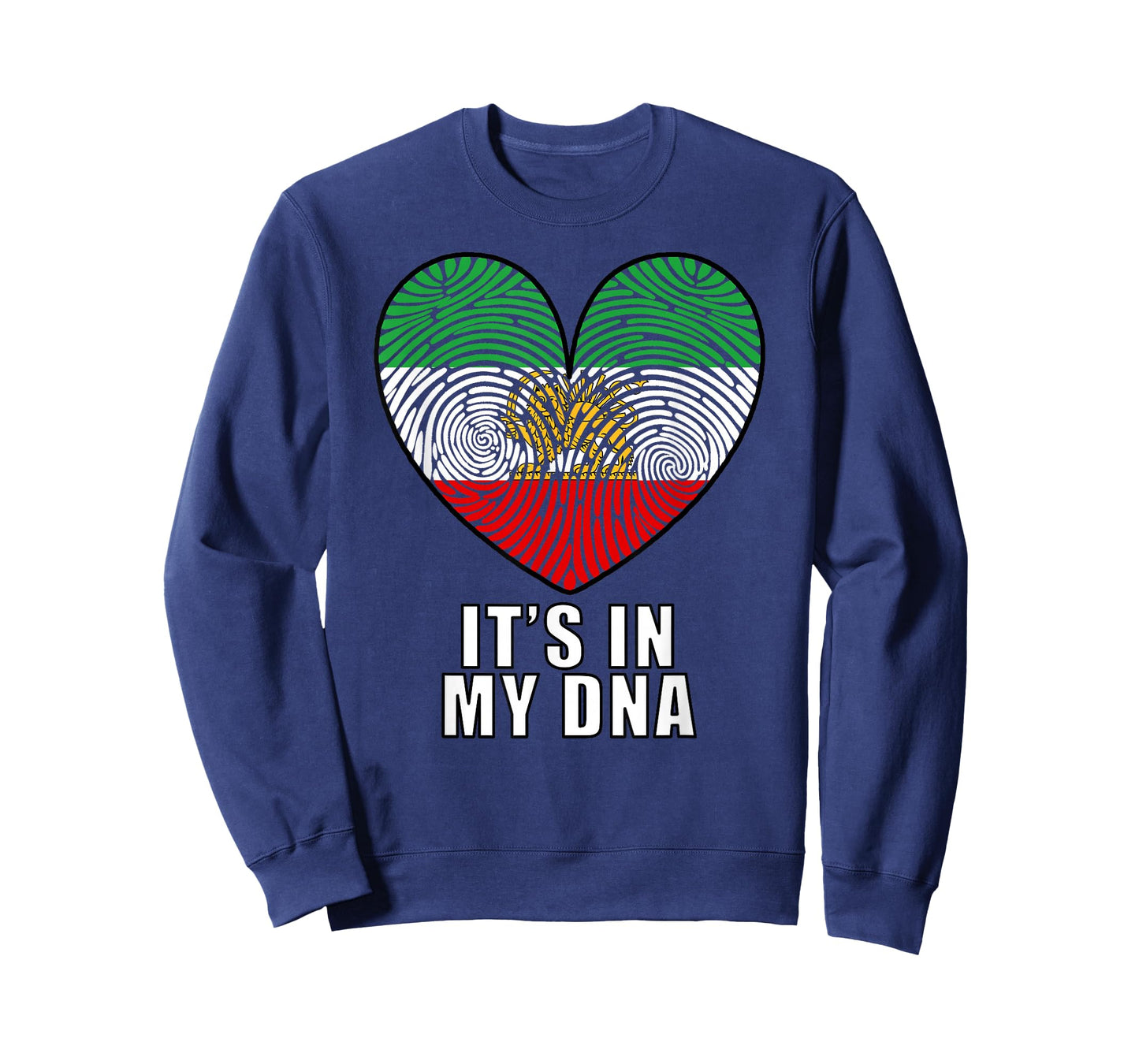 Iran Map with Lion and Sun Emblem Heart Shape Fingerprint T-Shirt