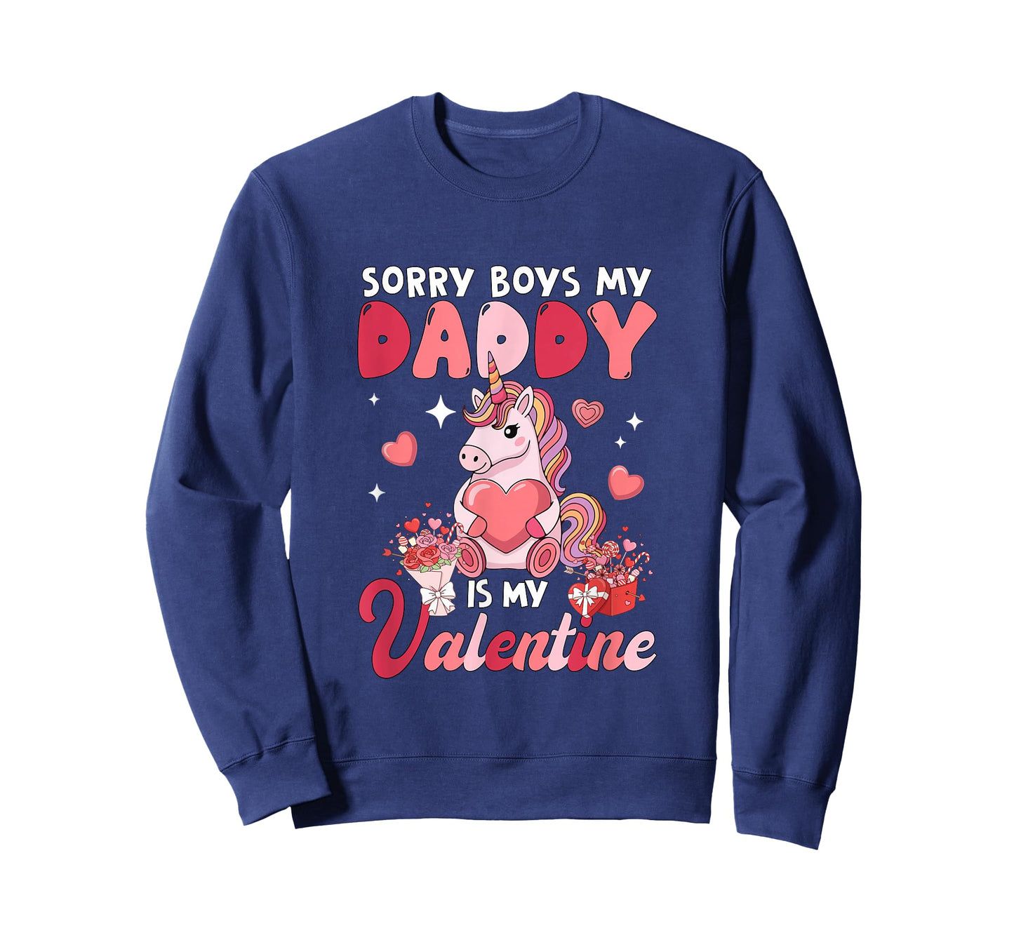Sorry Daddy is My Valentine Funny Joke Boys Floral Unicorn T-Shirt