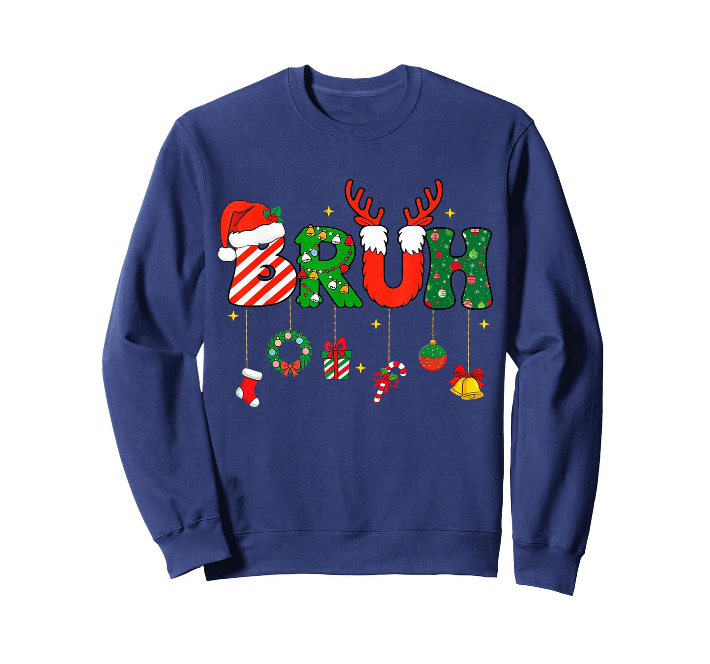 Bruh Funny Christmas Red Plaid Teens Boys Kids Xmas Pajamas T-Shirt