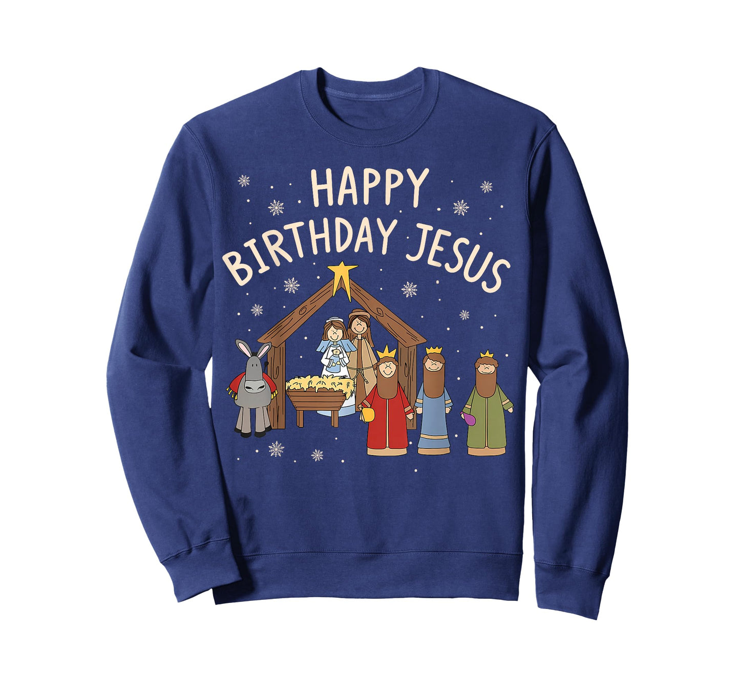 Nativity Happy Birthday Jesus Christmas Christian T-Shirt