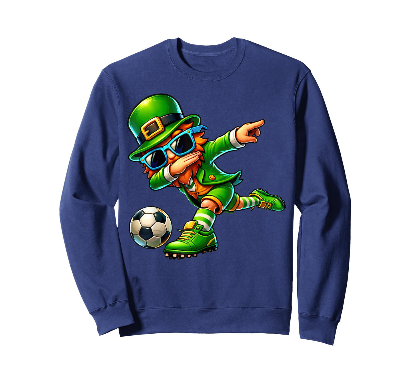Funny Leprechaun Playing Soccer Men Kids Boys St Patrick Day T-Shirt
