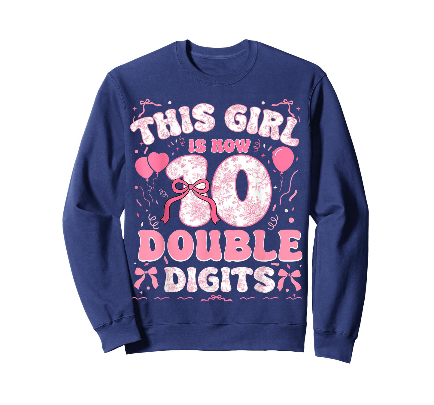 10th Birthday This Girl is Now 10 Double Digits Coquette Bow T-Shirt