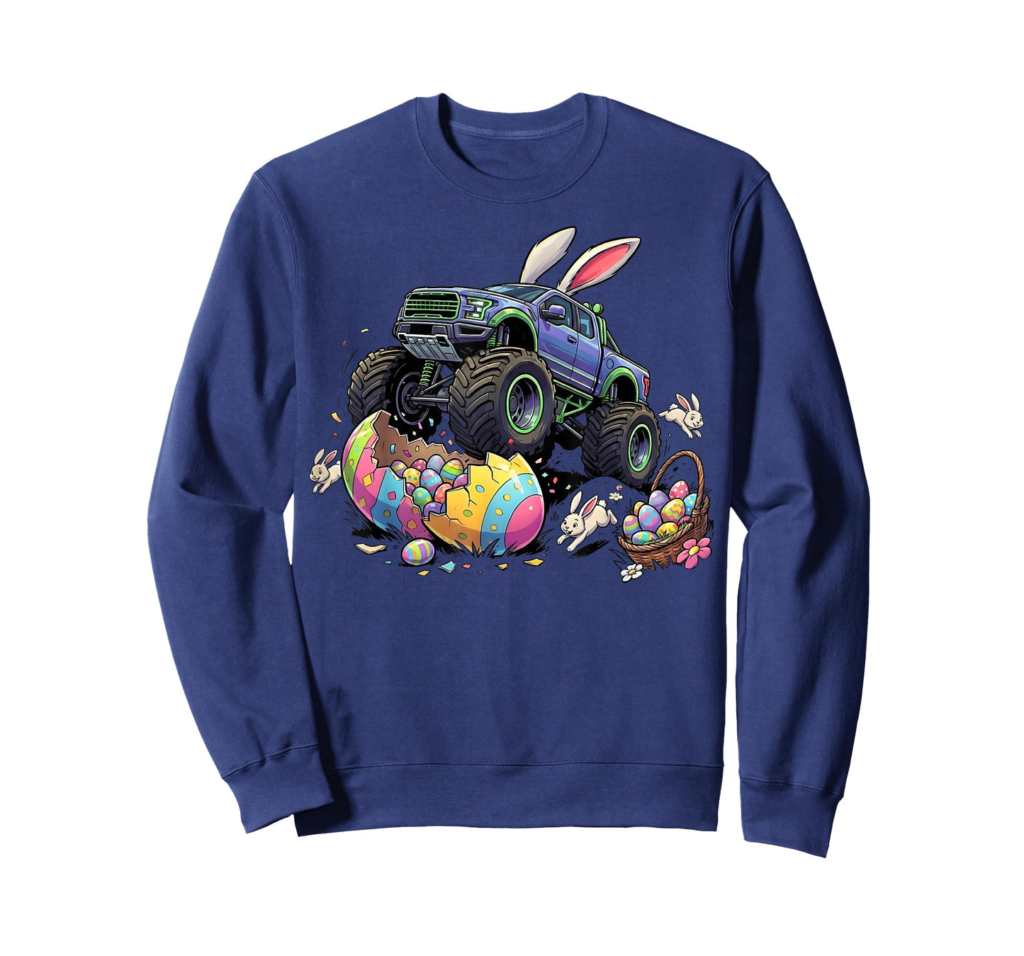 Monster Truck Bunny Ears Egg Crusher Easter Day Boys Kids T-Shirt