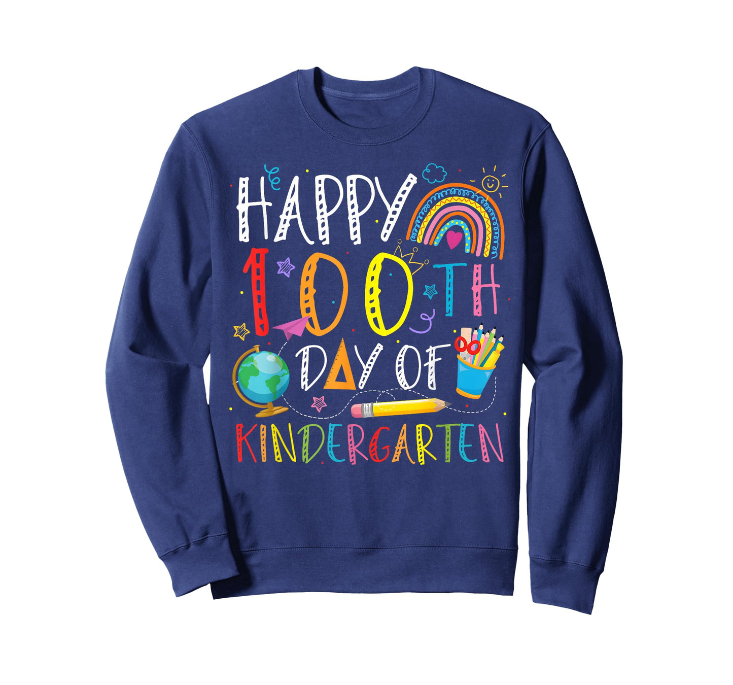 Happy 100th Day of Kindergarten Kids Teacher Rainbow T-Shirt