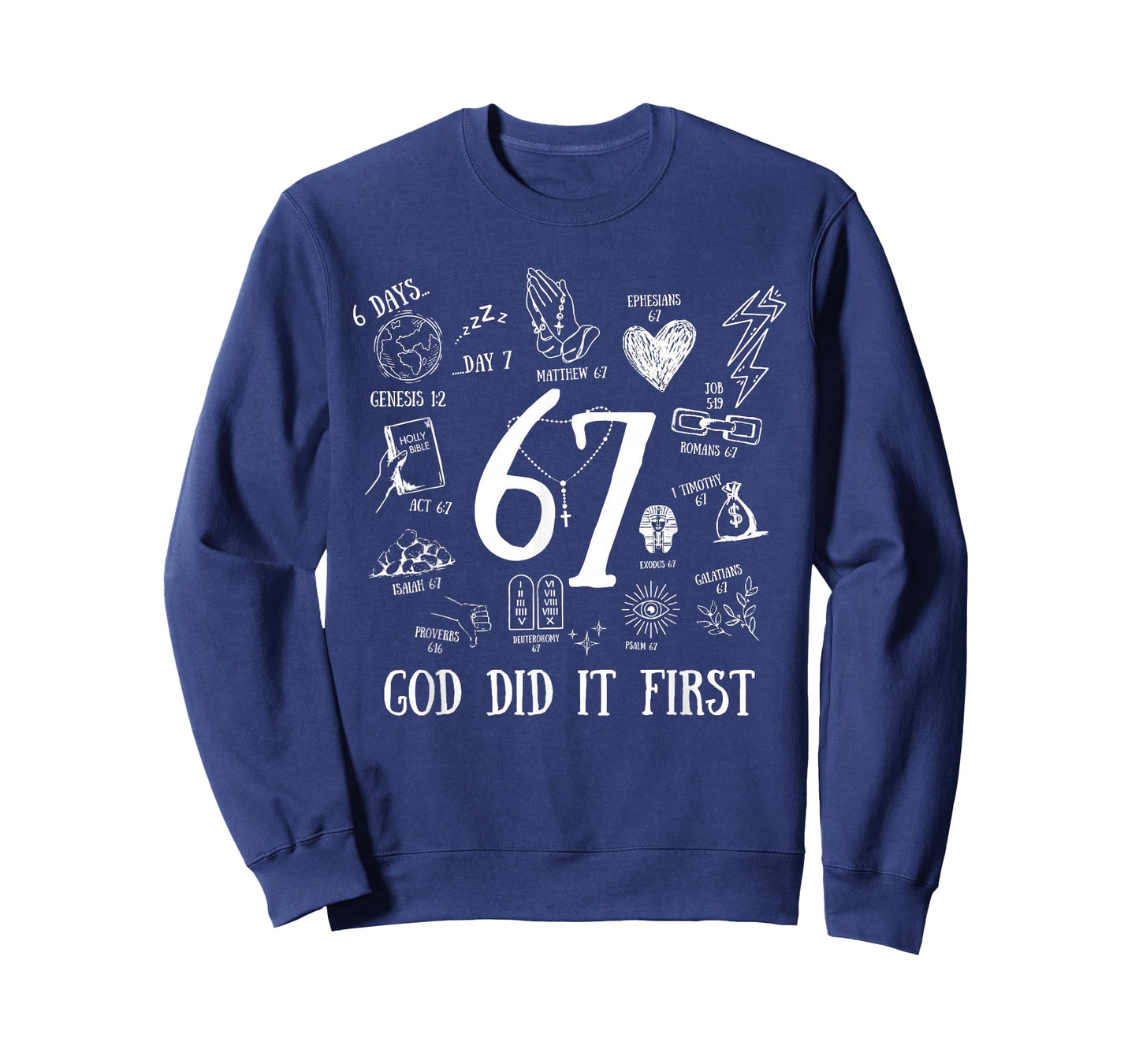 Vintage God Did It First 67 Six Seven Meme Christian Bible T-Shirt