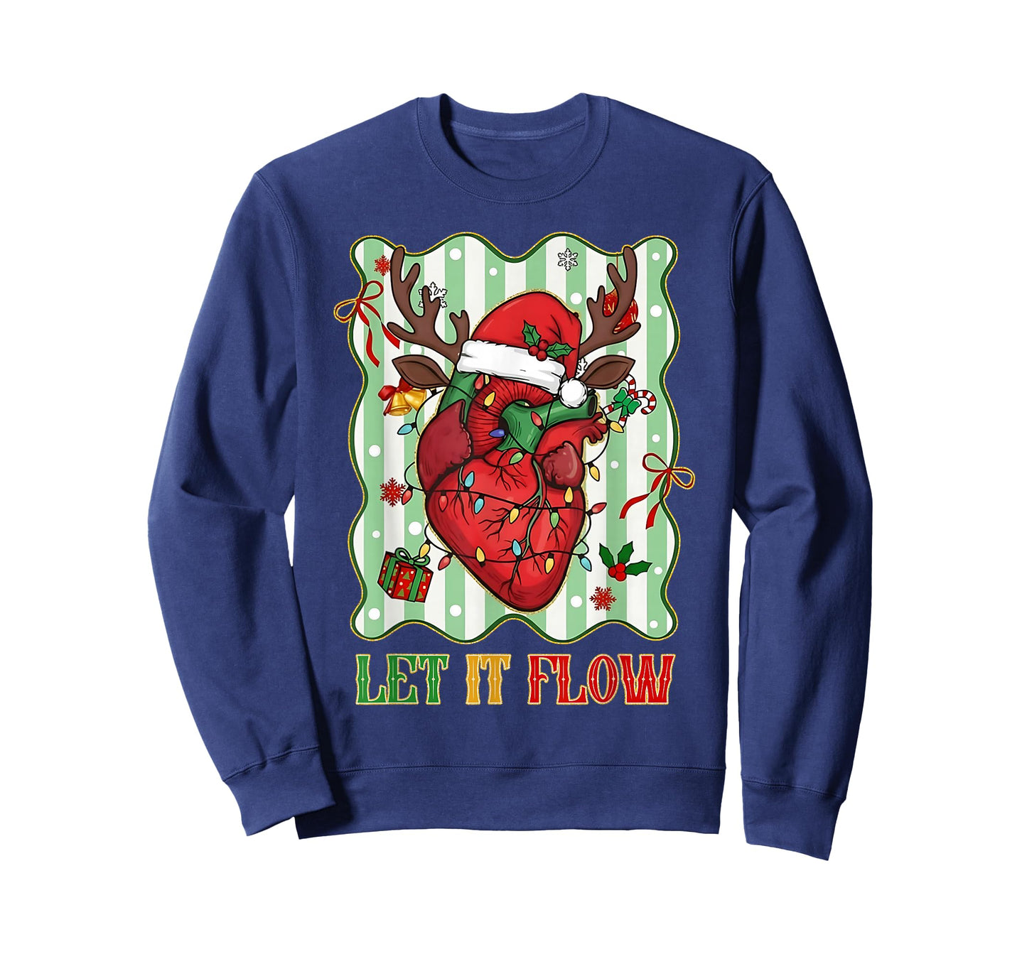 Funny Let It Flow Anatomy Heart Cardiac Nurse Santa Hat Xmas T-Shirt