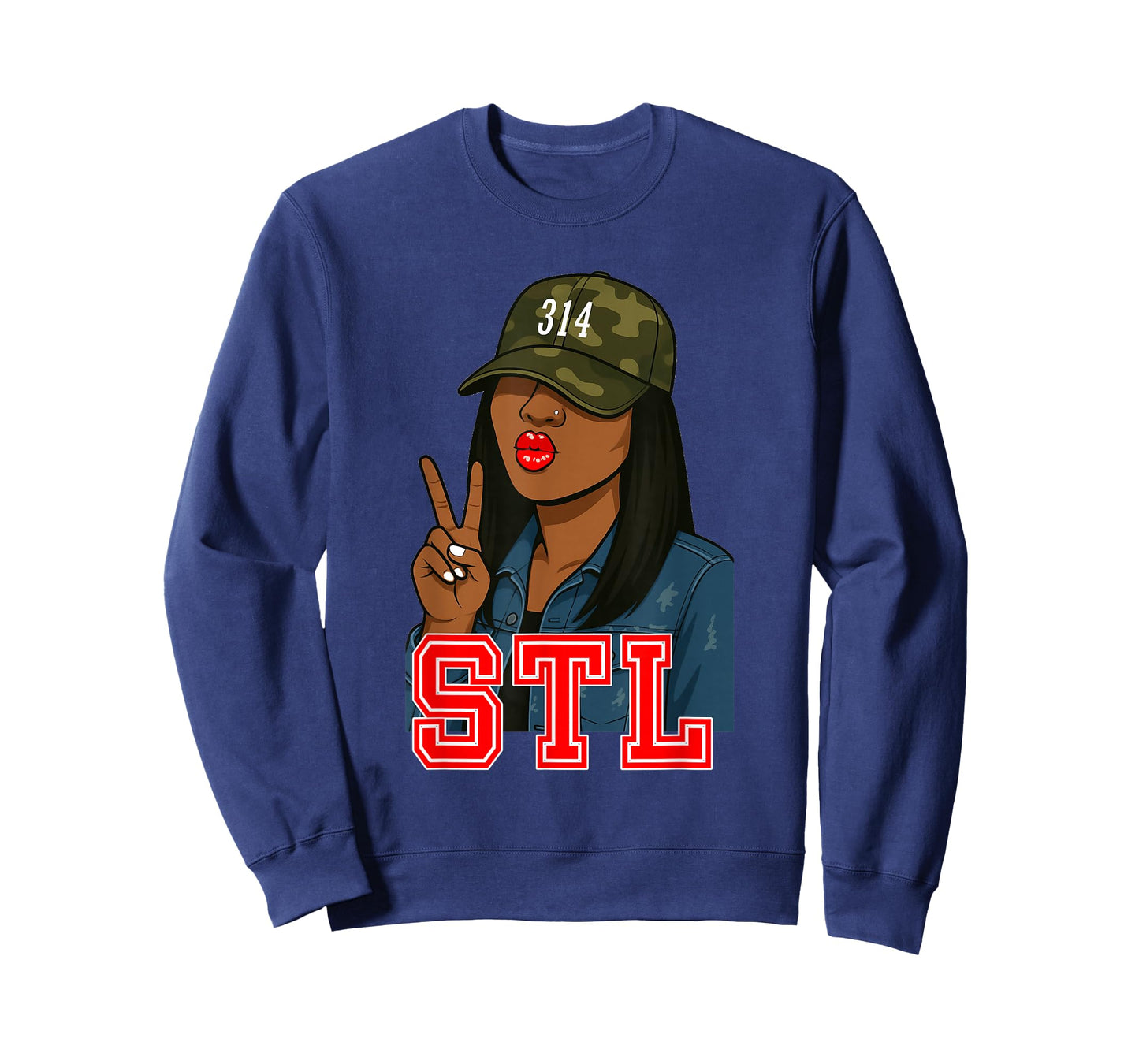 STL 314 Hat Camo Black Woman St. Louis T-Shirt
